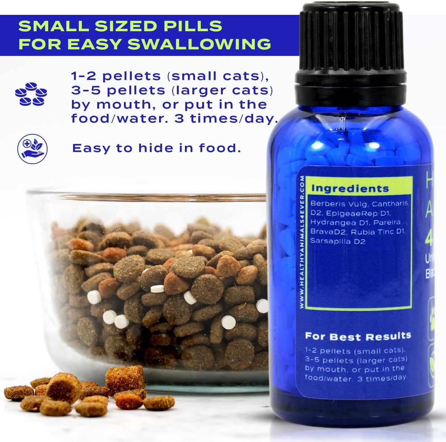 Natural Urinary Support Supplement for Cats - Promotes Bladder and Kidney Health - Effective for UTIs & Renal Cleansing - 300ct - Non-GMO & Organic - Preservative Free