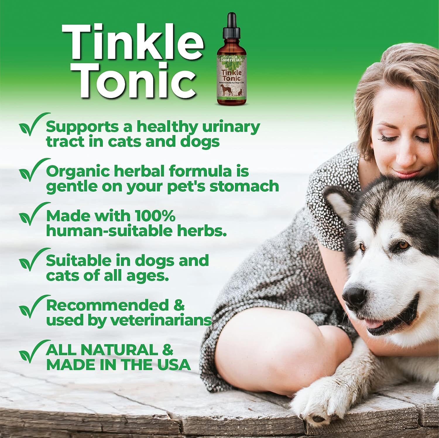 Natural Urinary Tract Supplement for Dogs & Cats - Support Bladder & Kidney Health - 2 Fl Oz