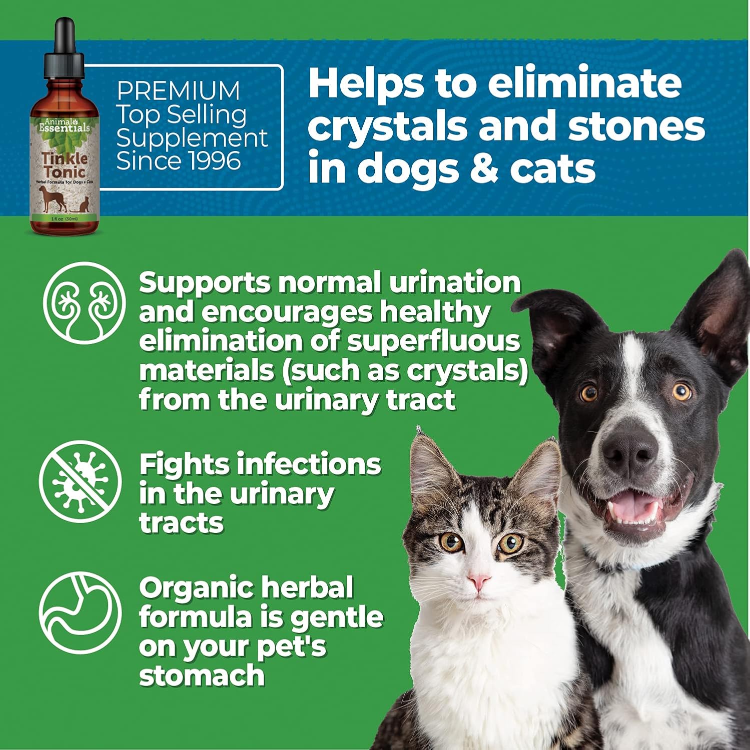 Natural Urinary Tract Supplement for Dogs & Cats - Support Bladder & Kidney Health - 2 Fl Oz
