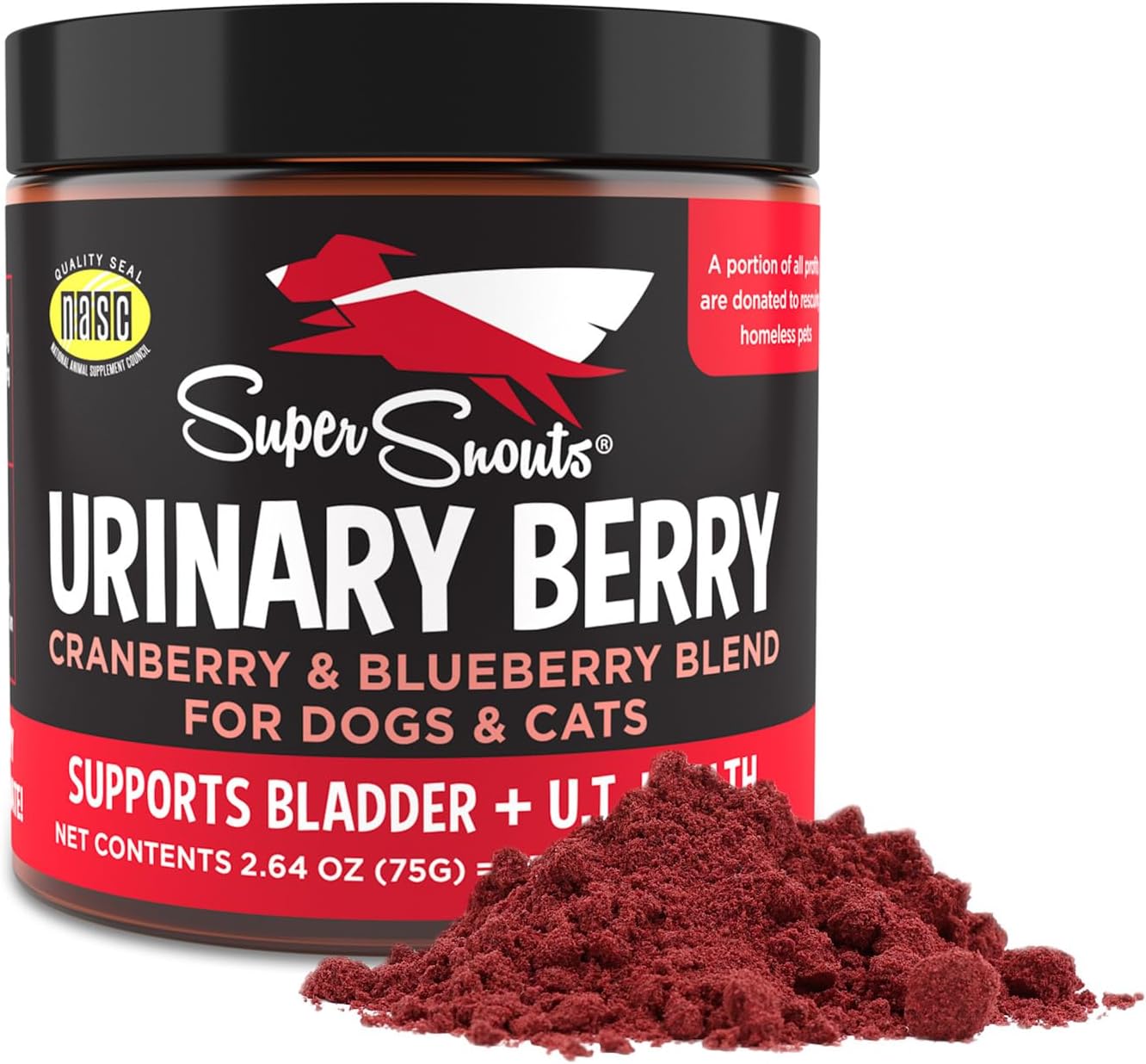 Natural Urinary Tract Supplements for Dogs & Cats with US & Canadian Blueberry & Cranberry Powder - Supports UTI, Kidney & Bladder Health - Made in USA - 2.64 oz