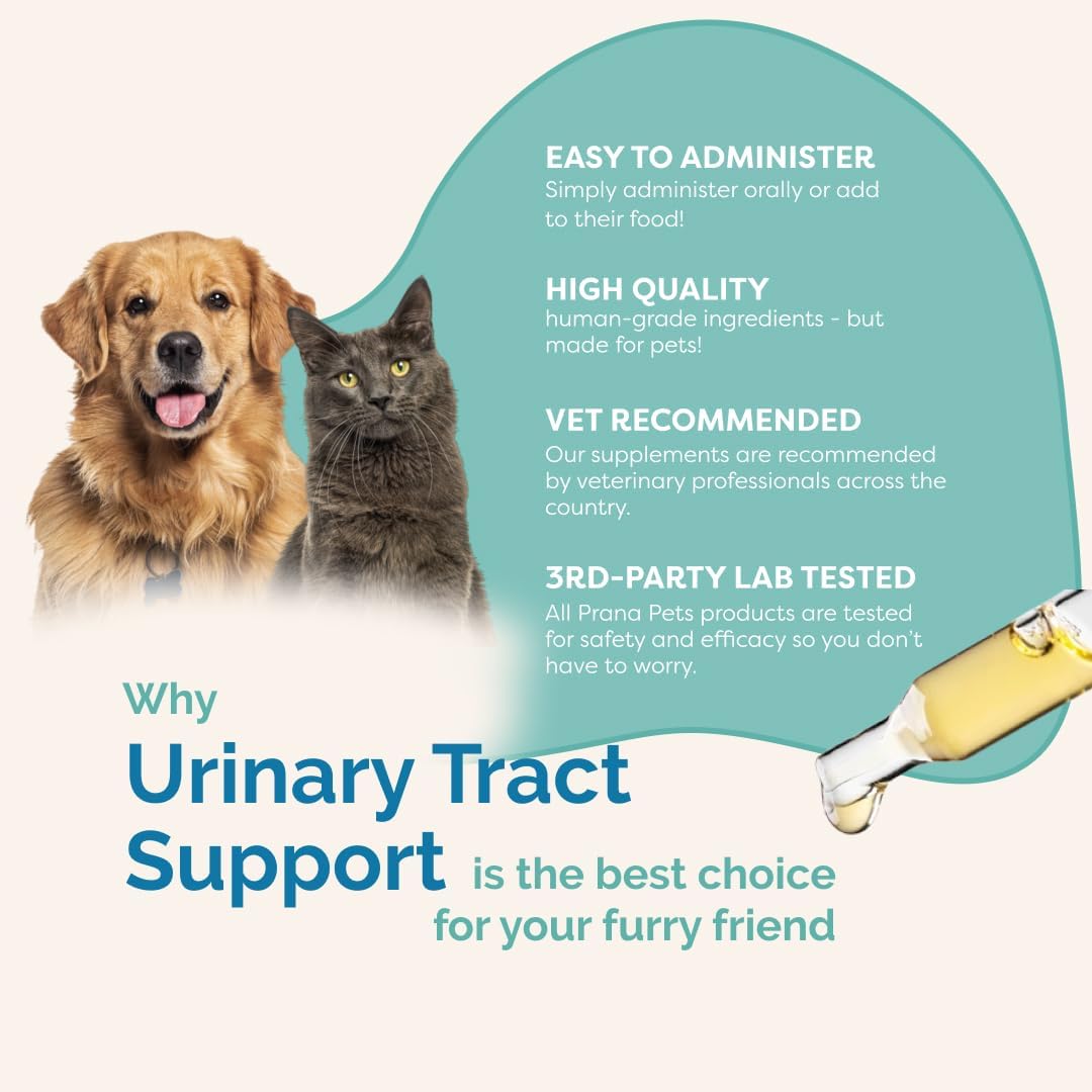 Natural Urinary Tract Support Liquid Supplement for Pets - Dog & Cat Bladder Health - PranaPets Supplement