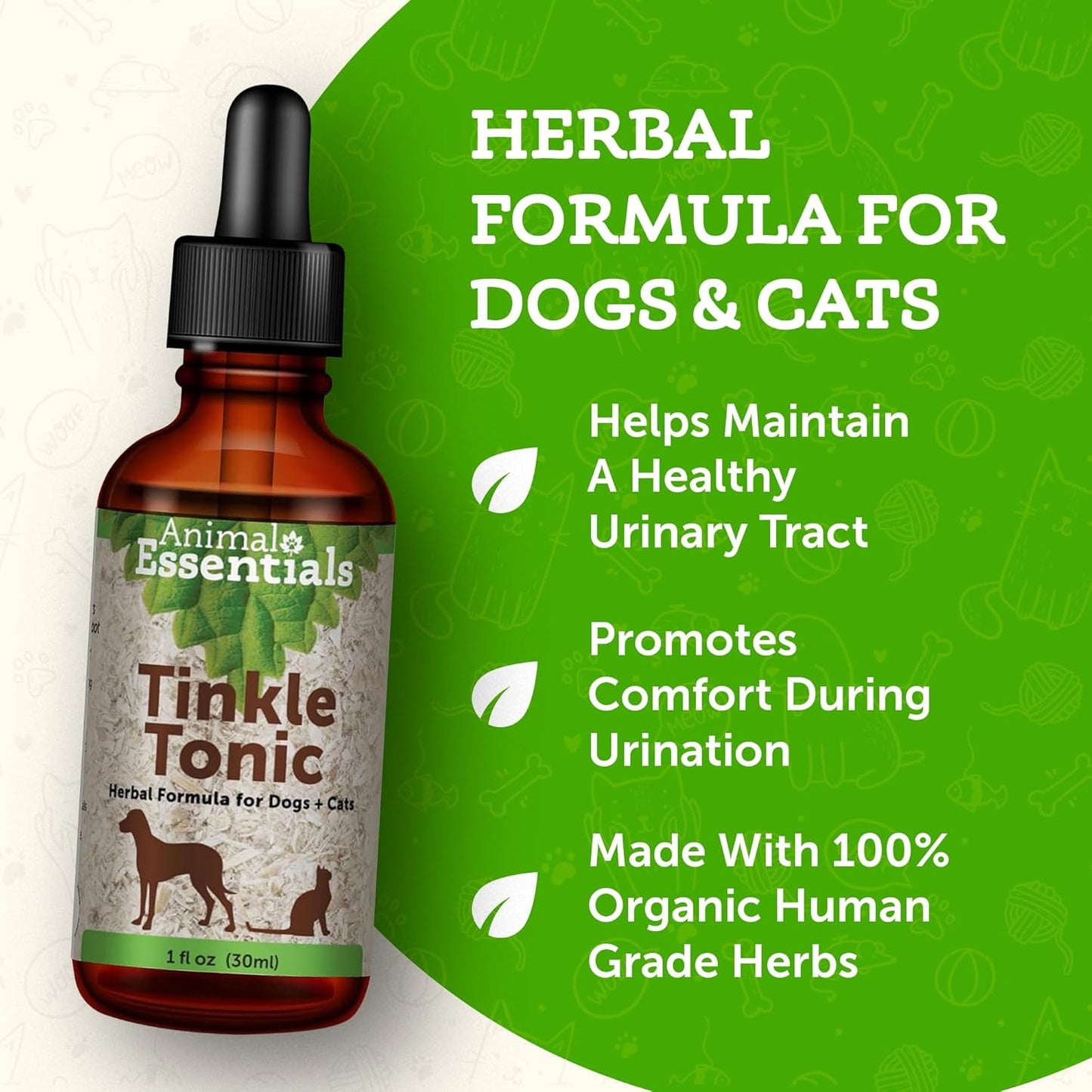 Natural Urinary Tract Support Supplement for Dogs & Cats - Herbal Formula for Bladder Health - 1 fl oz