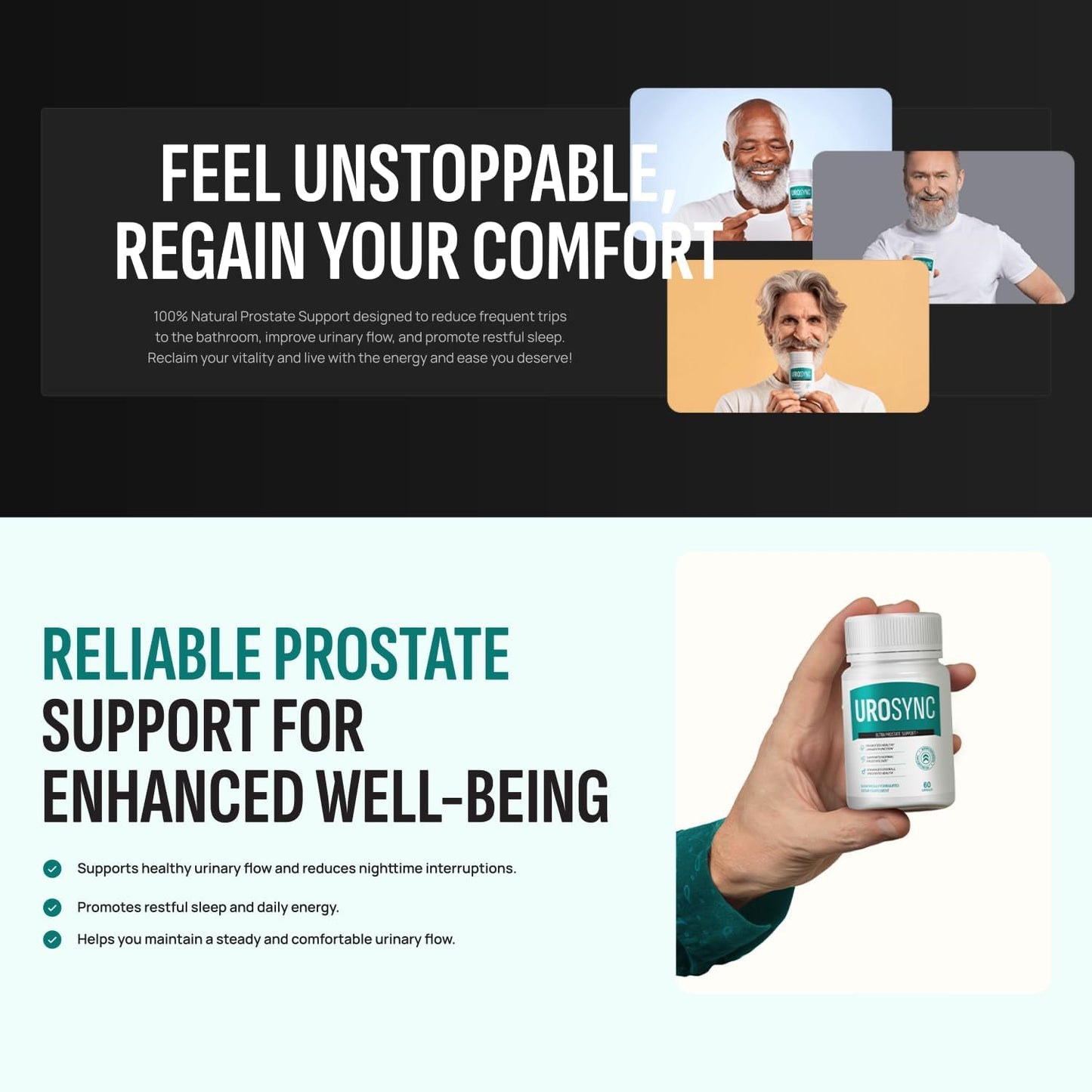 Natural UroSync Capsules with Saw Palmetto, Vitamin B6, Zinc, and Selenium - Supports Sleep & Wellness - Made in USA - Non-GMO - 60 Capsules