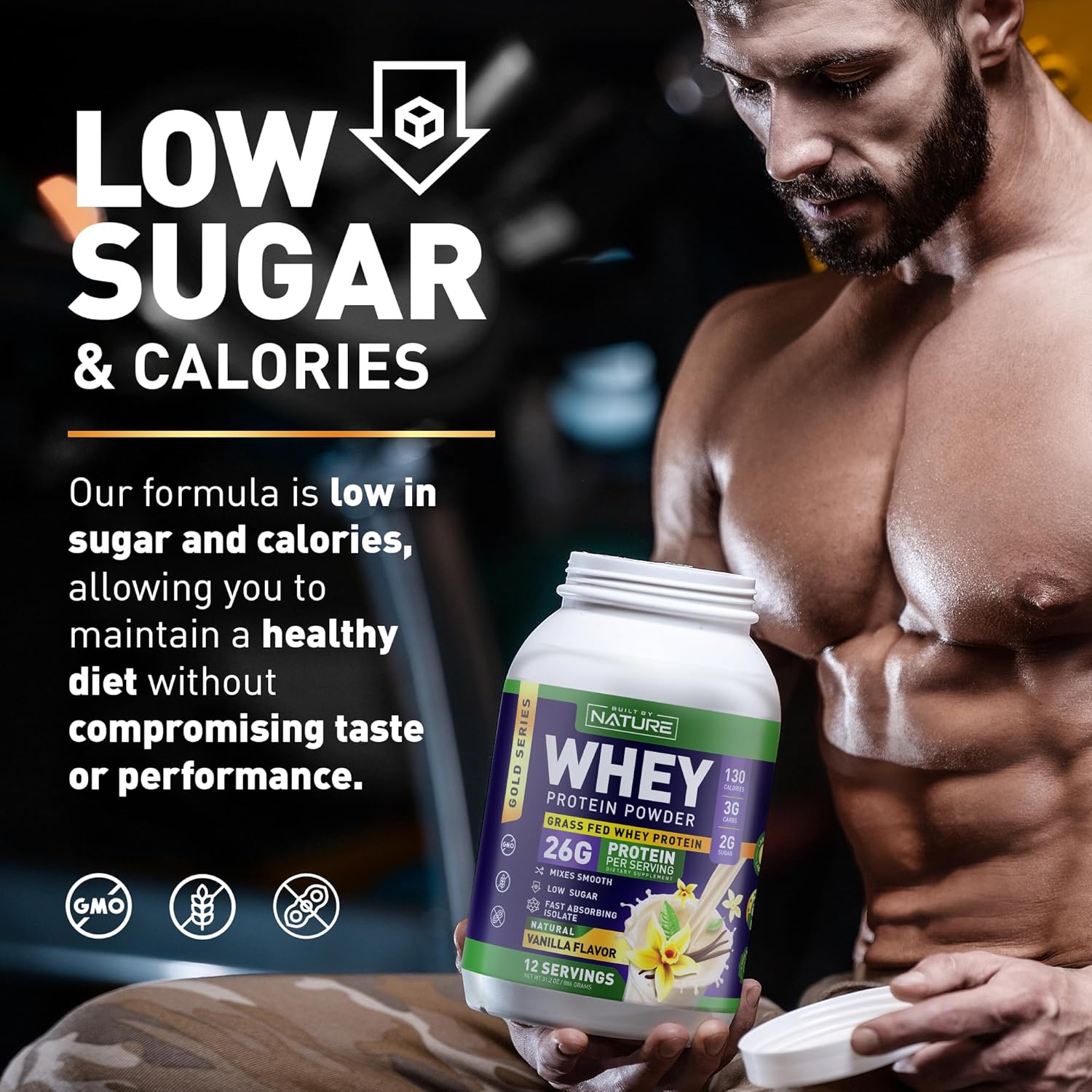 Natural Vanilla Whey Protein Powder - 100% Pure Whey Isolate, 26g Protein, Smooth Mixing, No Clumps - High Protein, Low Sugar Shake (12 Servings)