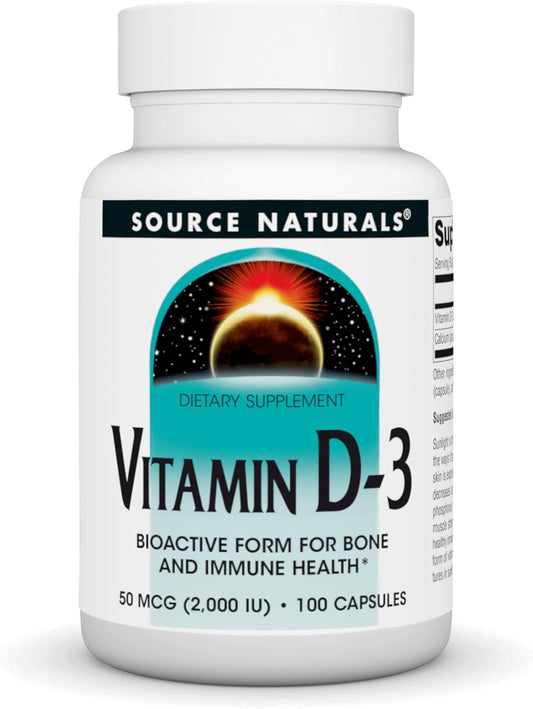 Natural Vitamin D-3 Capsules 2000 iu for Bone & Immune Health - 100 Count