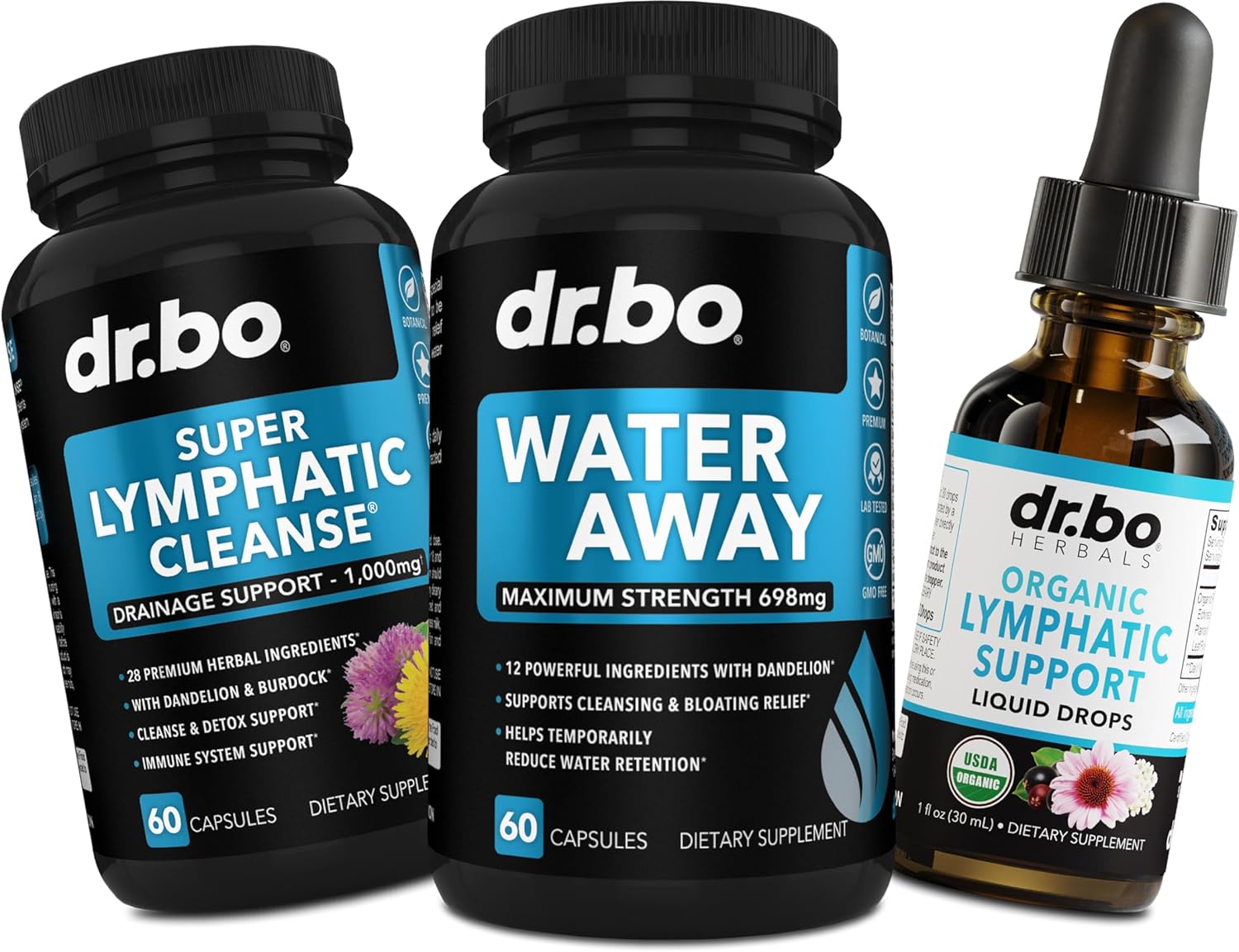 Natural Water Retention & Lymphatic Support Supplement - Diuretics & Cleanse Drops for Fluid Detox & System Support