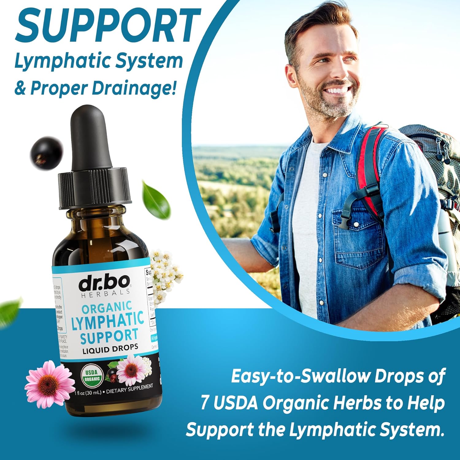 Natural Water Retention & Lymphatic Support Supplement - Diuretics & Cleanse Drops for Fluid Detox & System Support