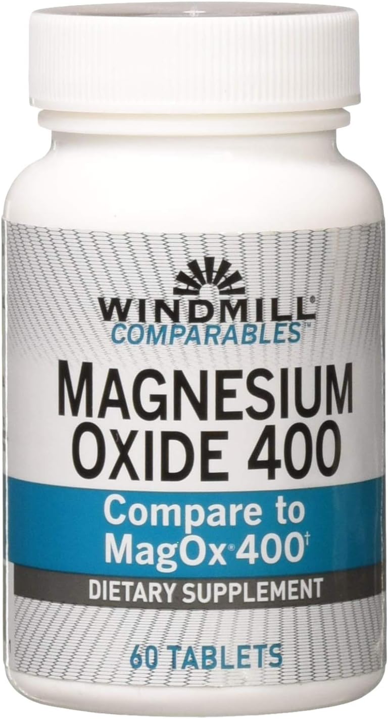 Natural Windmill Magnesium Oxide 400 mg Vitamins - Immune & Heart Support - Muscle Recovery - 60 Count