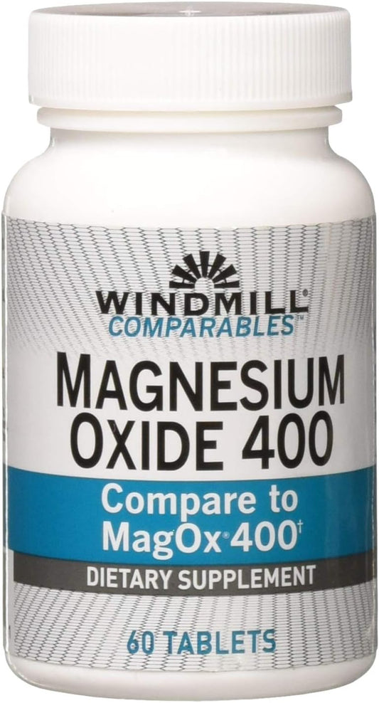 Natural Windmill Magnesium Oxide 400 mg Vitamins - Immune & Heart Support - Muscle Recovery - 60 Count