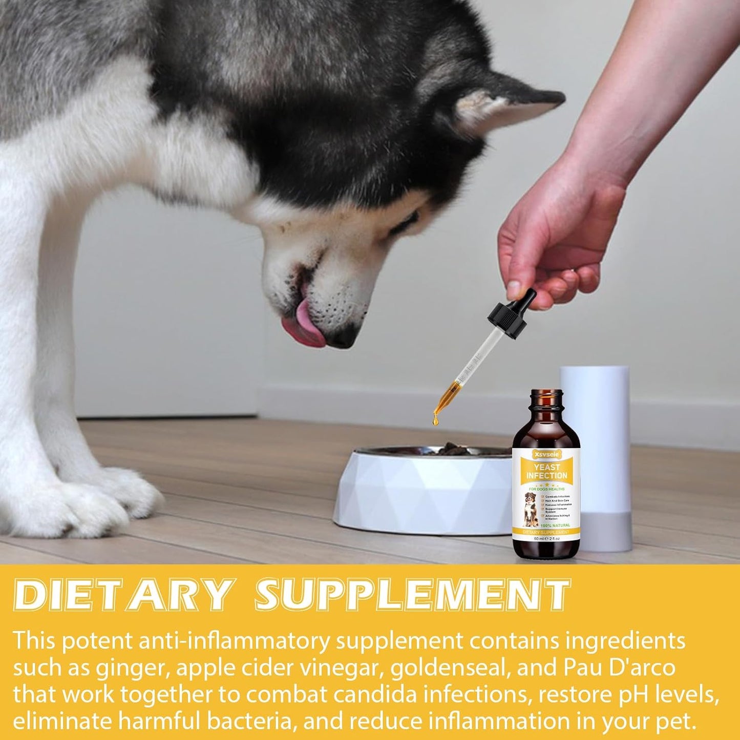 Natural Yeast Infection Treatment Drops for Dogs - Herbal Supplement Soothes Irritation & Itching across All Breeds & Sizes