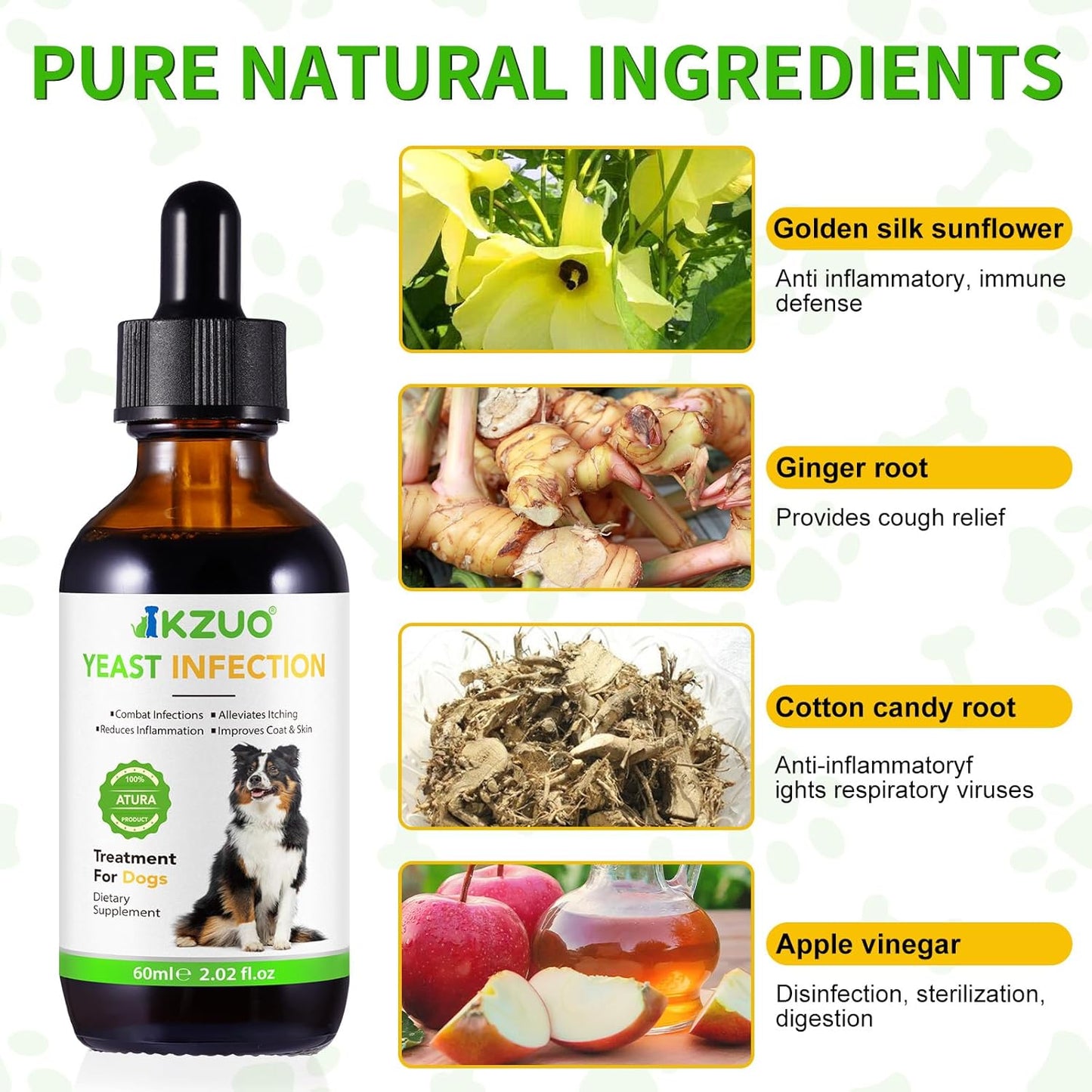 Natural Yeast Infection Treatment for Dogs - Effective Relief for Dog Ear Infections, Allergies, Inflammation, and Itching