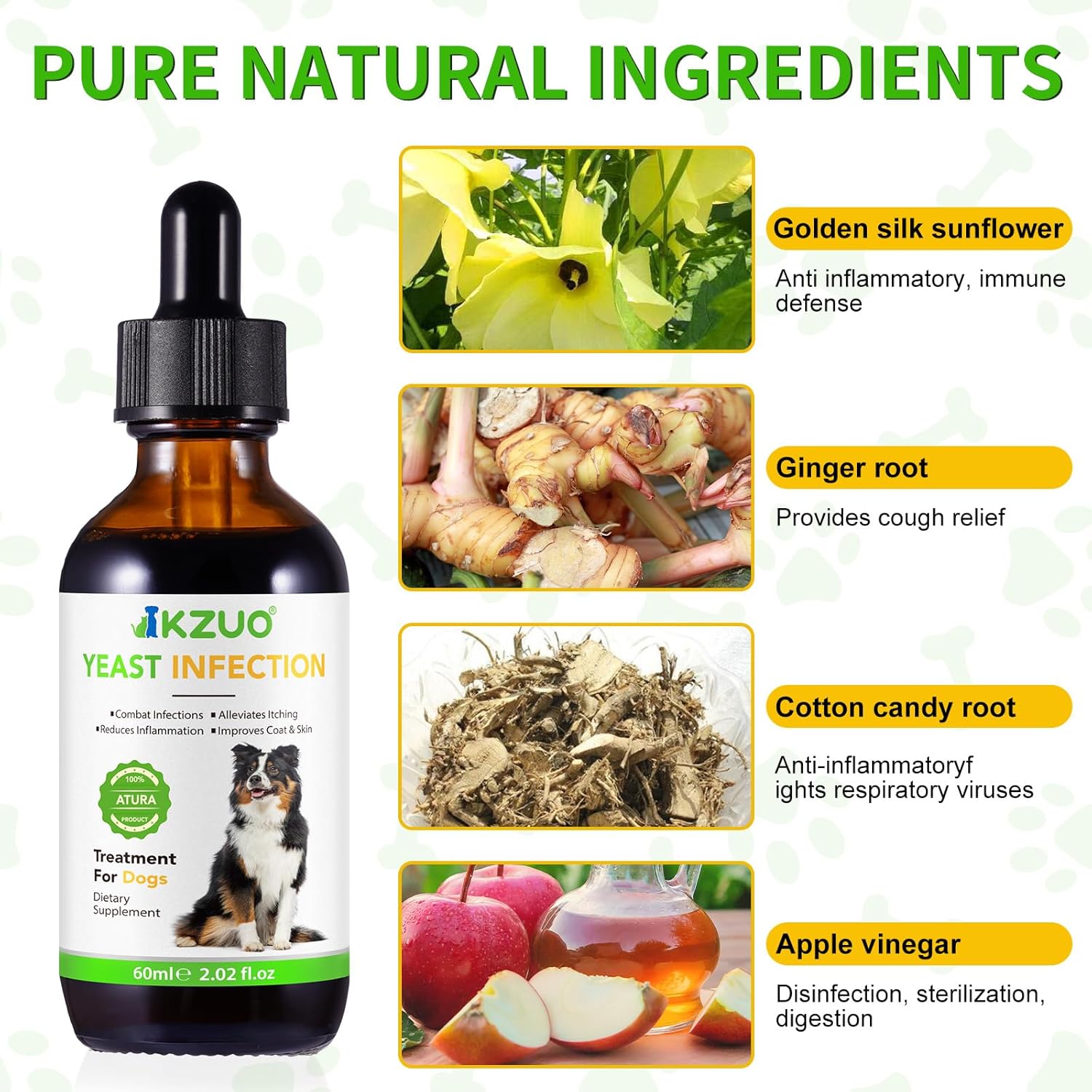 Natural Yeast Infection Treatment for Dogs - Effective Relief for Dog Ear Infections, Allergies, Inflammation, and Itching