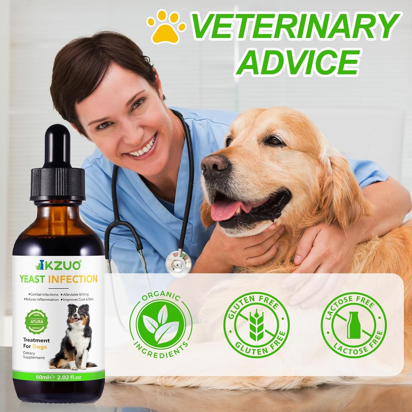 Natural Yeast Infection Treatment for Dogs - Effective Relief for Dog Ear Infections, Allergies, Inflammation, and Itching