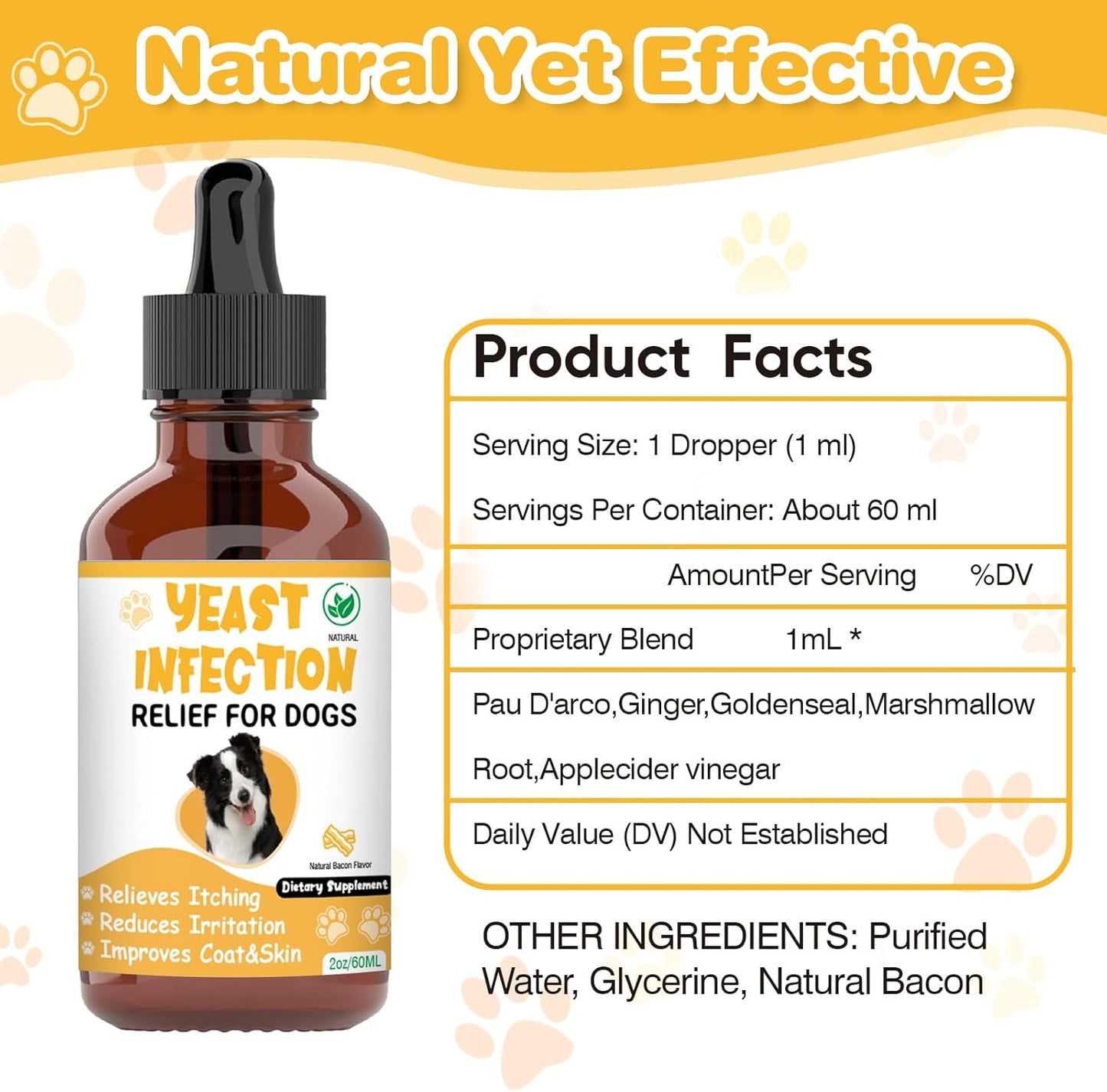 Natural Yeast Infection Treatment for Dogs - Supports Itch, Inflammation, Allergy Relief & More - Dog Ear Infection Relief