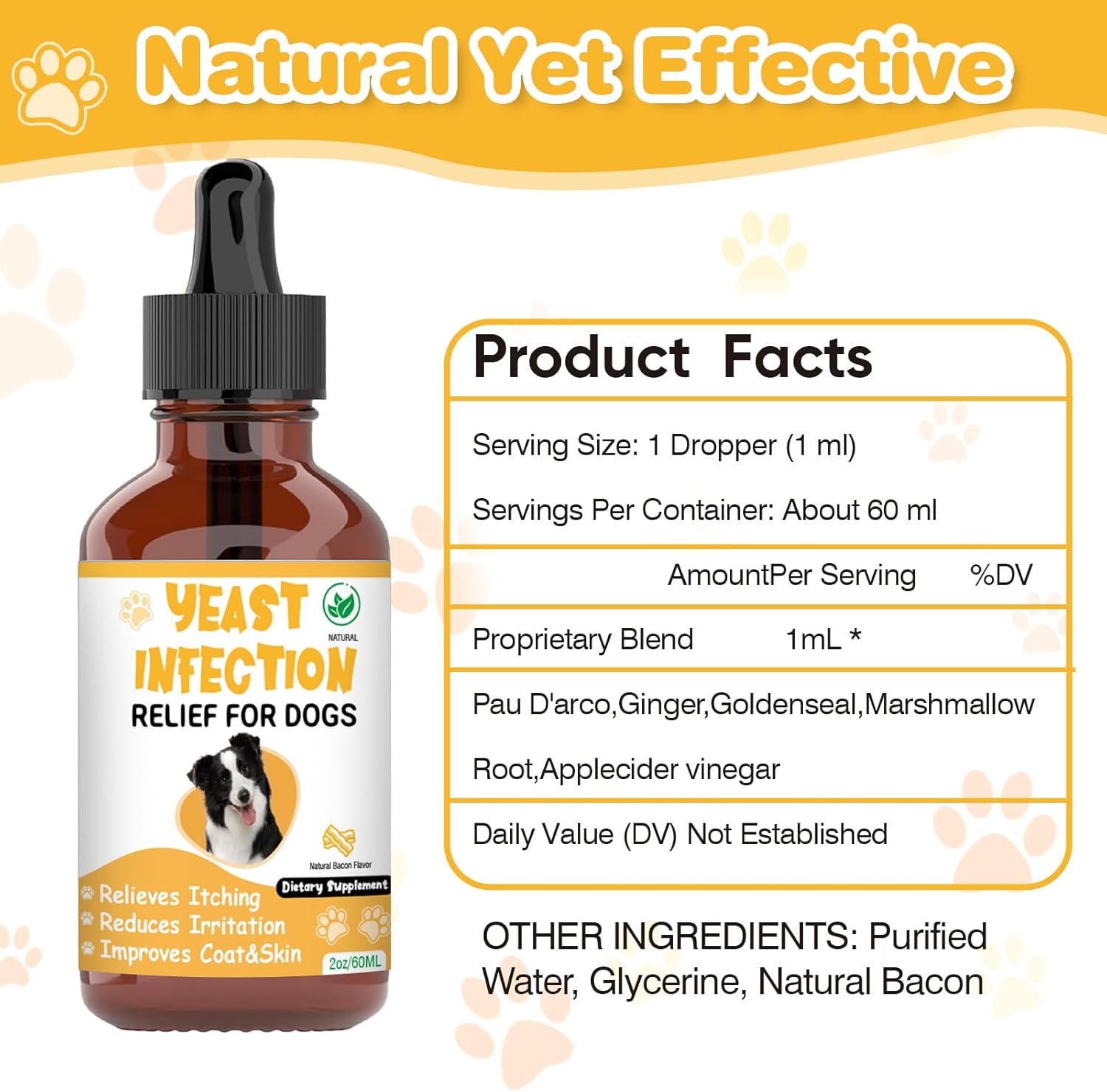 Natural Yeast Infection Treatment for Dogs - Supports Itch, Inflammation, Allergy Relief & More - Dog Ear Infection Relief