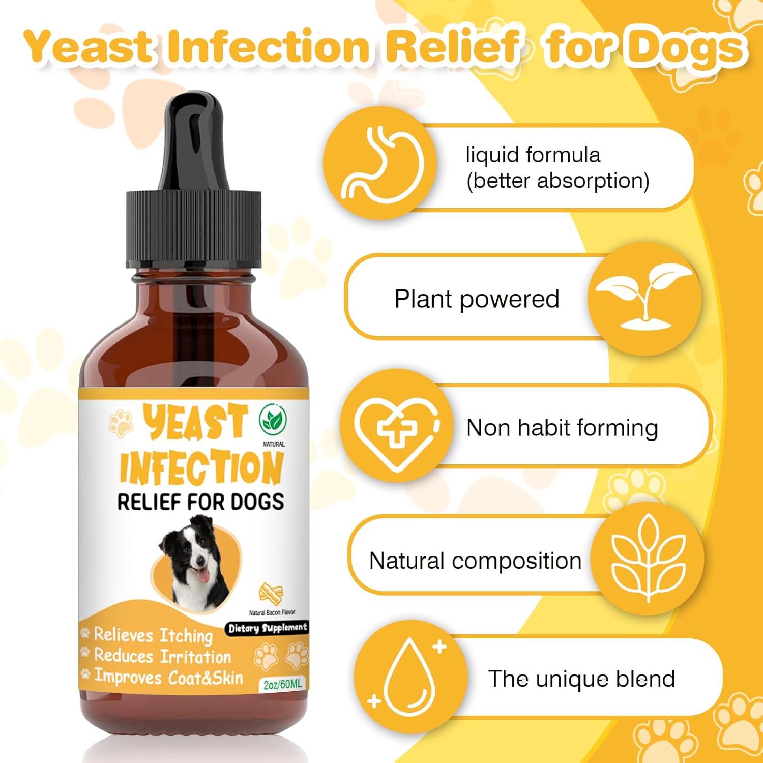 Natural Yeast Infection Treatment for Dogs - Supports Itch, Inflammation, Allergy Relief & More - Dog Ear Infection Relief