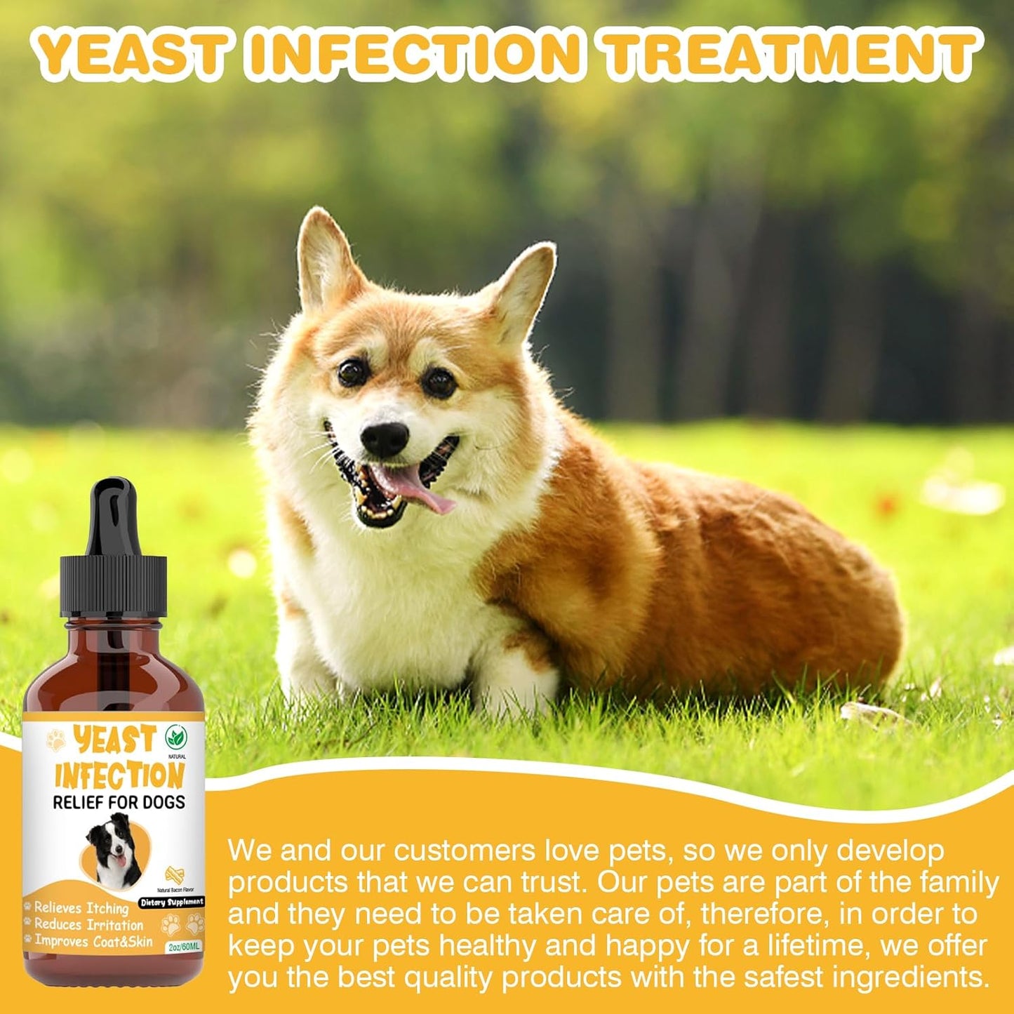 Natural Yeast Infection Treatment for Dogs - Supports Itch, Inflammation, Allergy Relief & More - Dog Ear Infection Relief