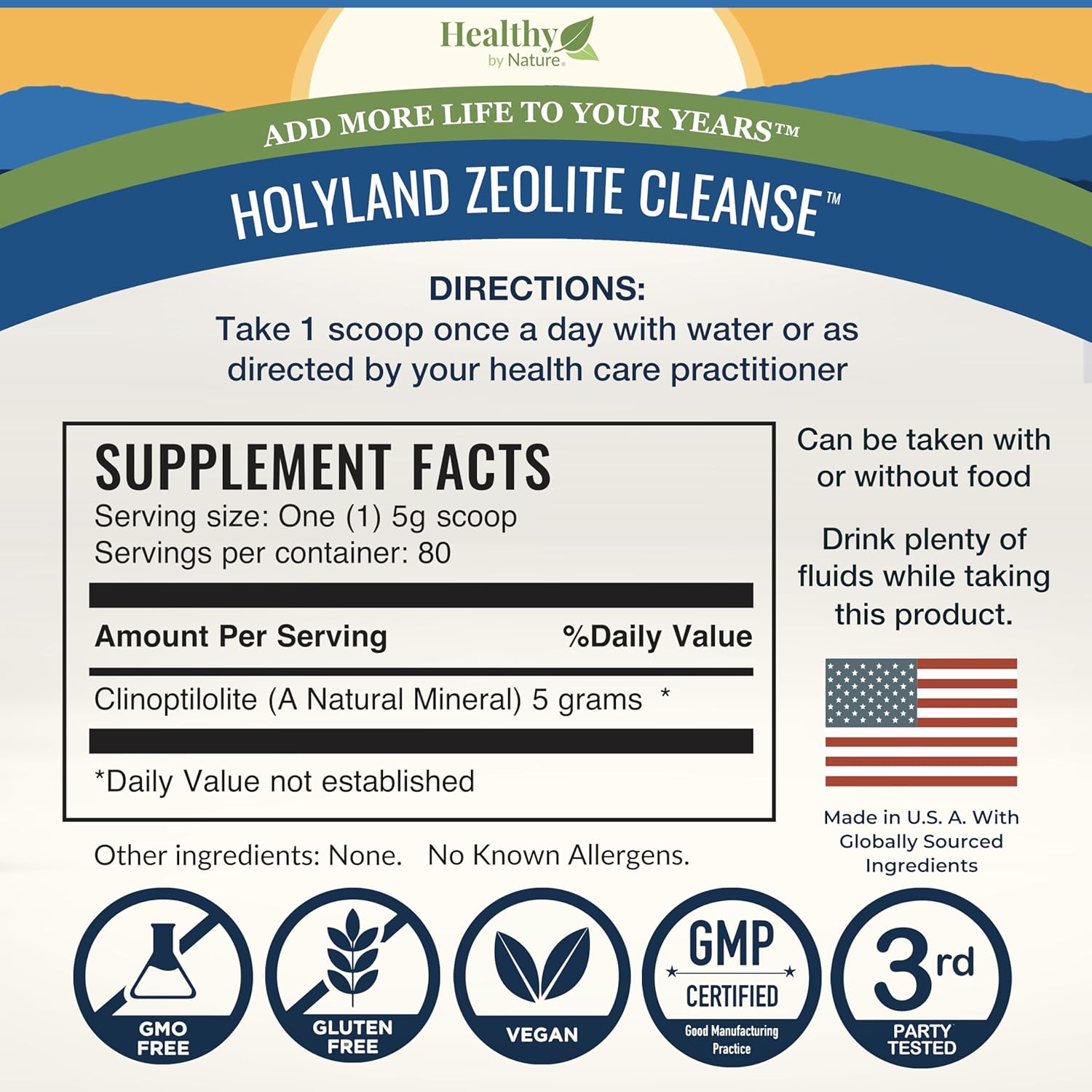 Natural Zeolite Detox Powder Cleanse (400g) - Activated Clinoptilolite for Energy, Focus, pH Balance, Immunity, Gut Health - HolyLand Zeolite