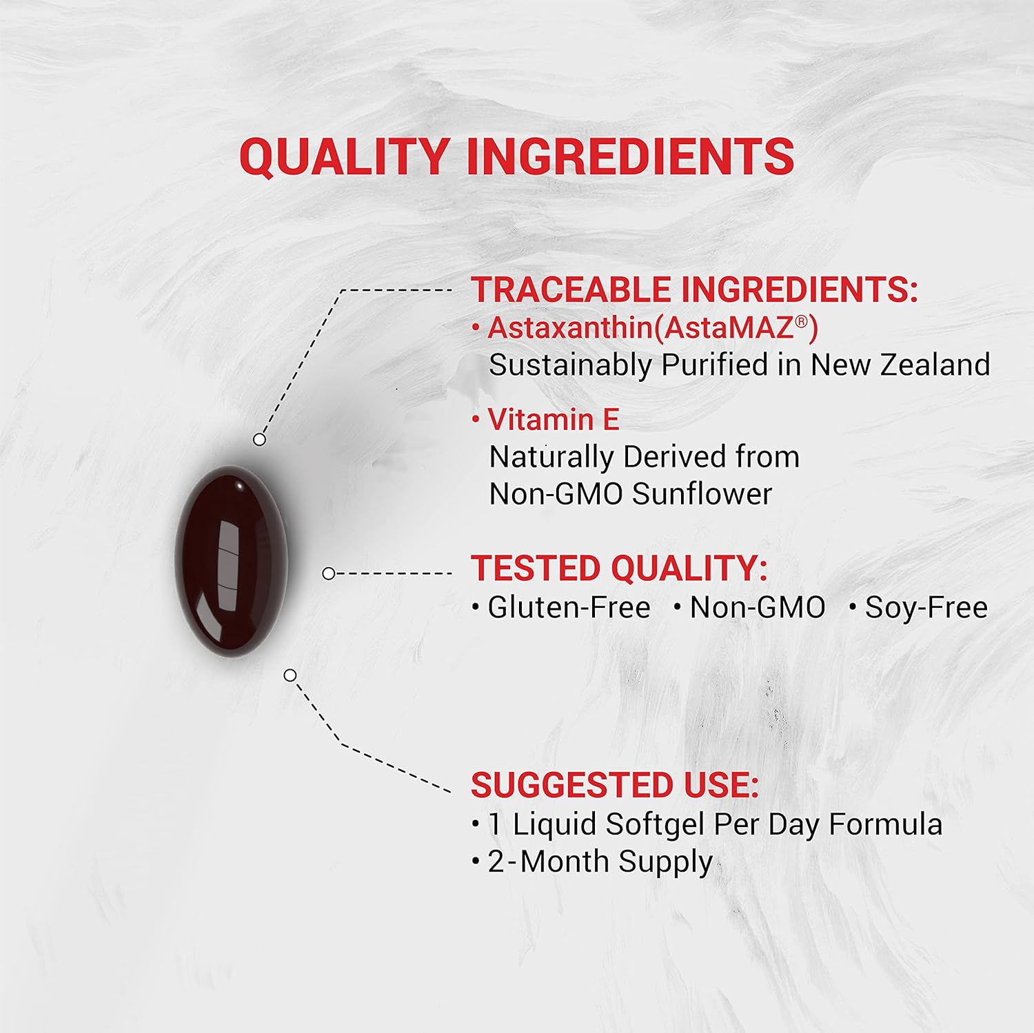 Naturalis New Zealand Astaxanthin Softgels - 12mg with Vitamin E - Non-GMO, Soy & Gluten Free - 60 Count (2 Month Supply)