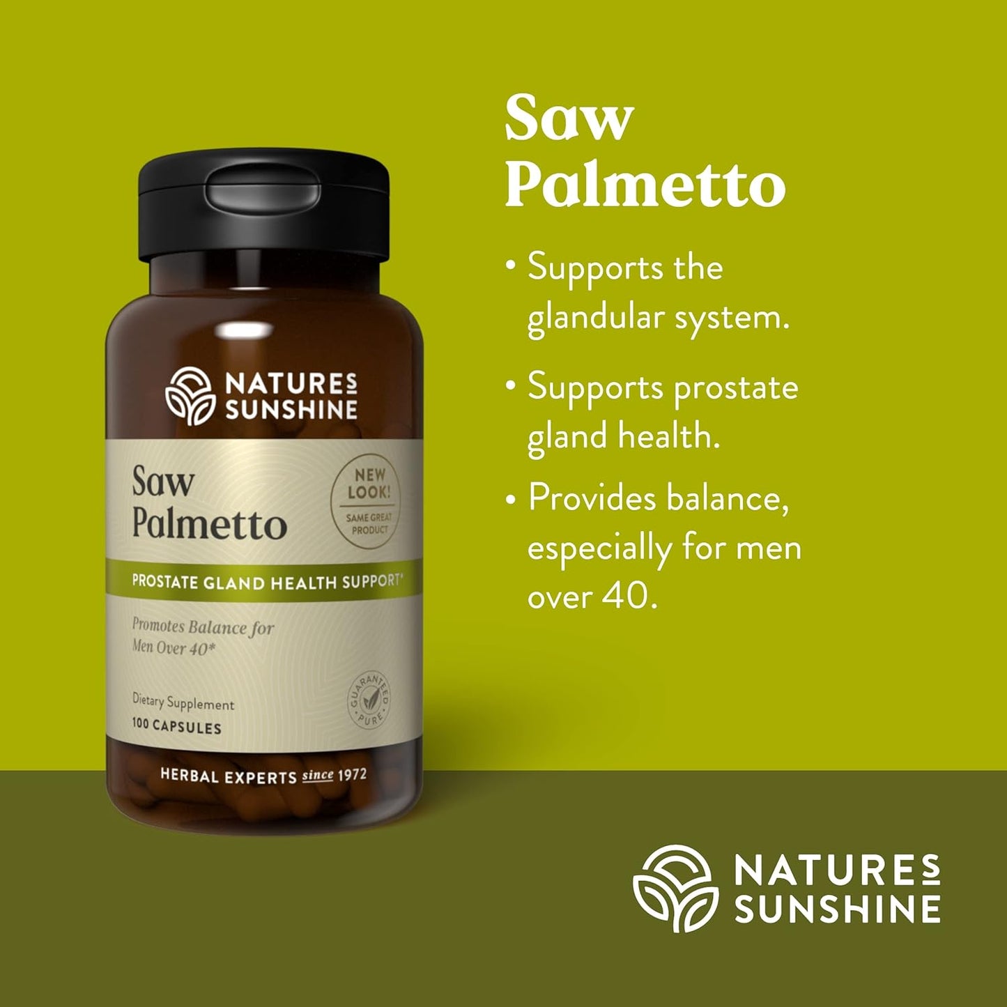 Naturally Balance Hormones & Improve Prostate Health with Nature's Sunshine Saw Palmetto - 100 Capsules, Kosher