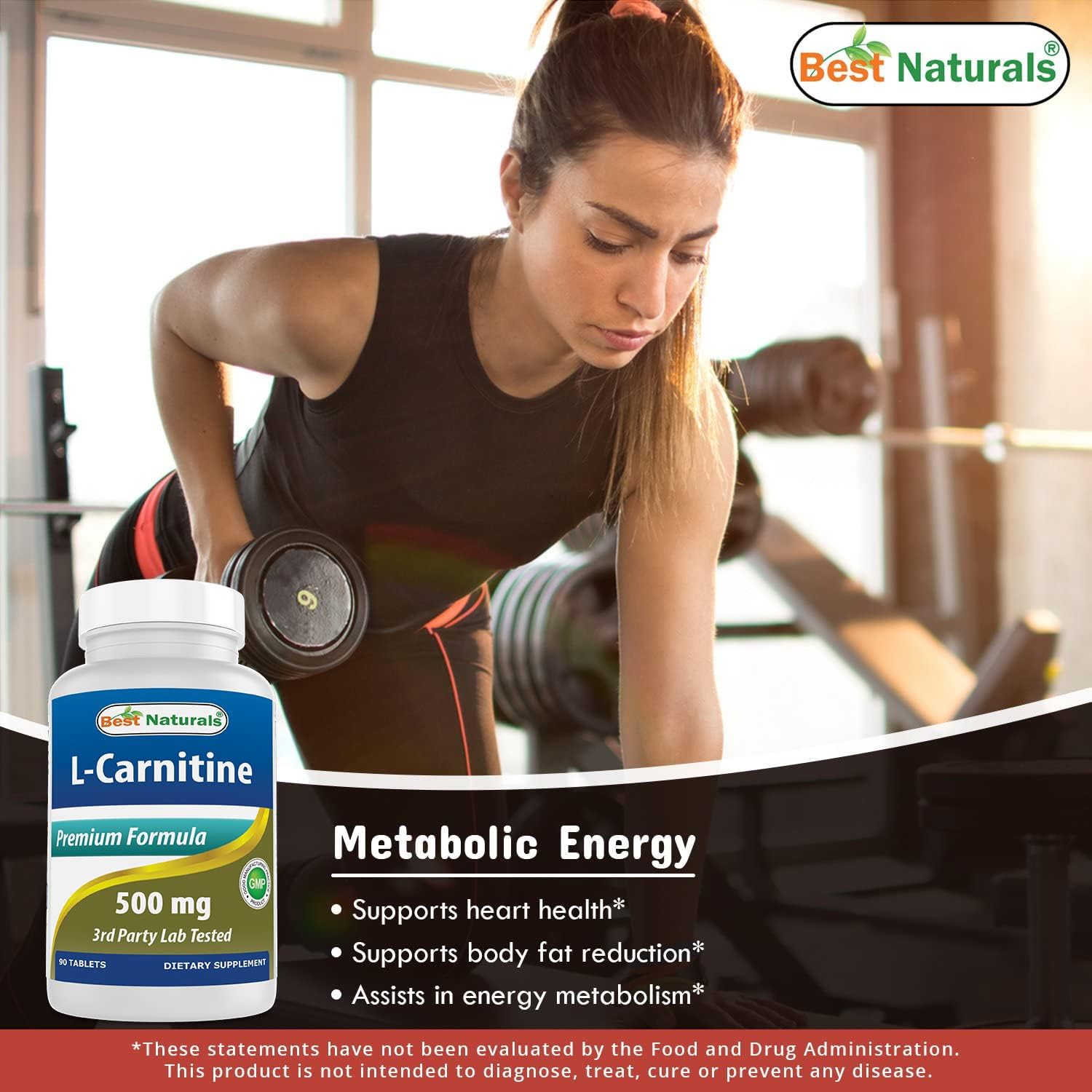 Naturally Boost Energy with Best Naturals L-Carnitine Tartrate 500 mg Tablets - 270 Count