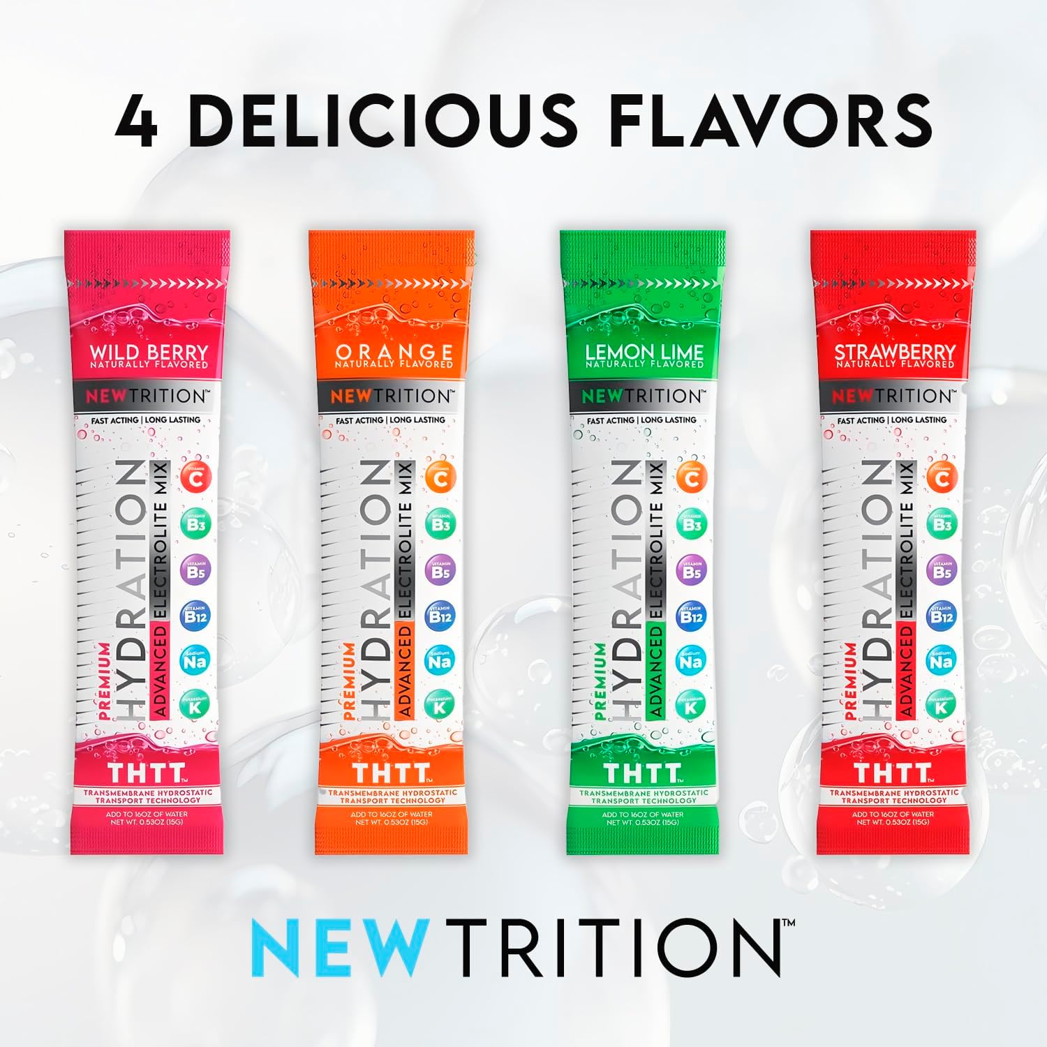 Naturally Flavored Electrolyte Powder Packets for Water with Vitamins, Fast-Acting Hydration, Lime, Strawberry, Orange, Wild Berry Flavor Options, 24 Servings