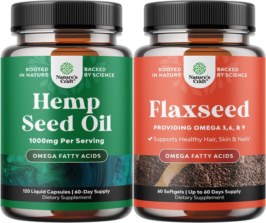 Naturalmetabolism boosterSeed Oil & Omega Flaxseed Softgels Bundle - Joint Support & Omega 3 6 9 Supplement for Hair, Skin, Nails