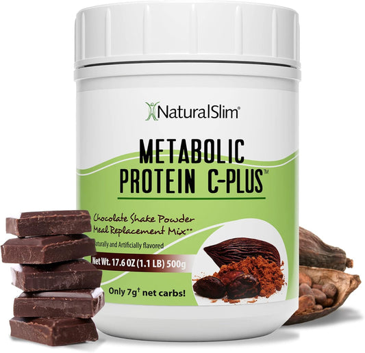 NaturalSlim Chocolate Metabolic C-Plus Protein Powder - Low Carb Shake with Immune Support - 10 Servings 17.6 oz