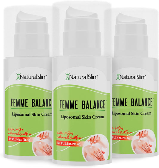 NaturalSlim Femme Balance Progesterone Cream for Women's Hormonal & Menopause Support - 3.4oz, 3-pack - All Skin Types