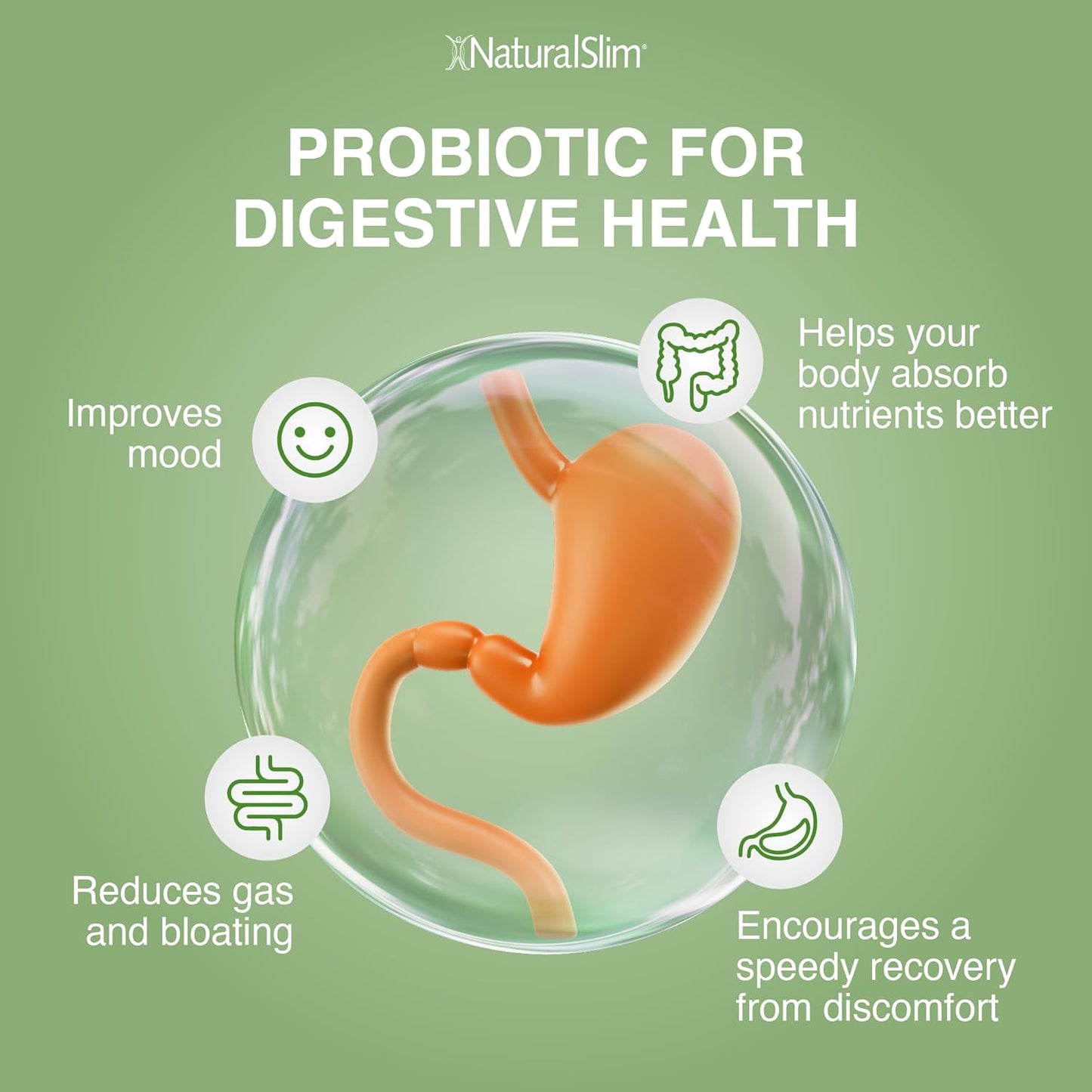 NaturalSlim Good Flora Probiotics Supplement with 7 Powerful Strains for Digestive Health & Immune Support - 180 Capsules