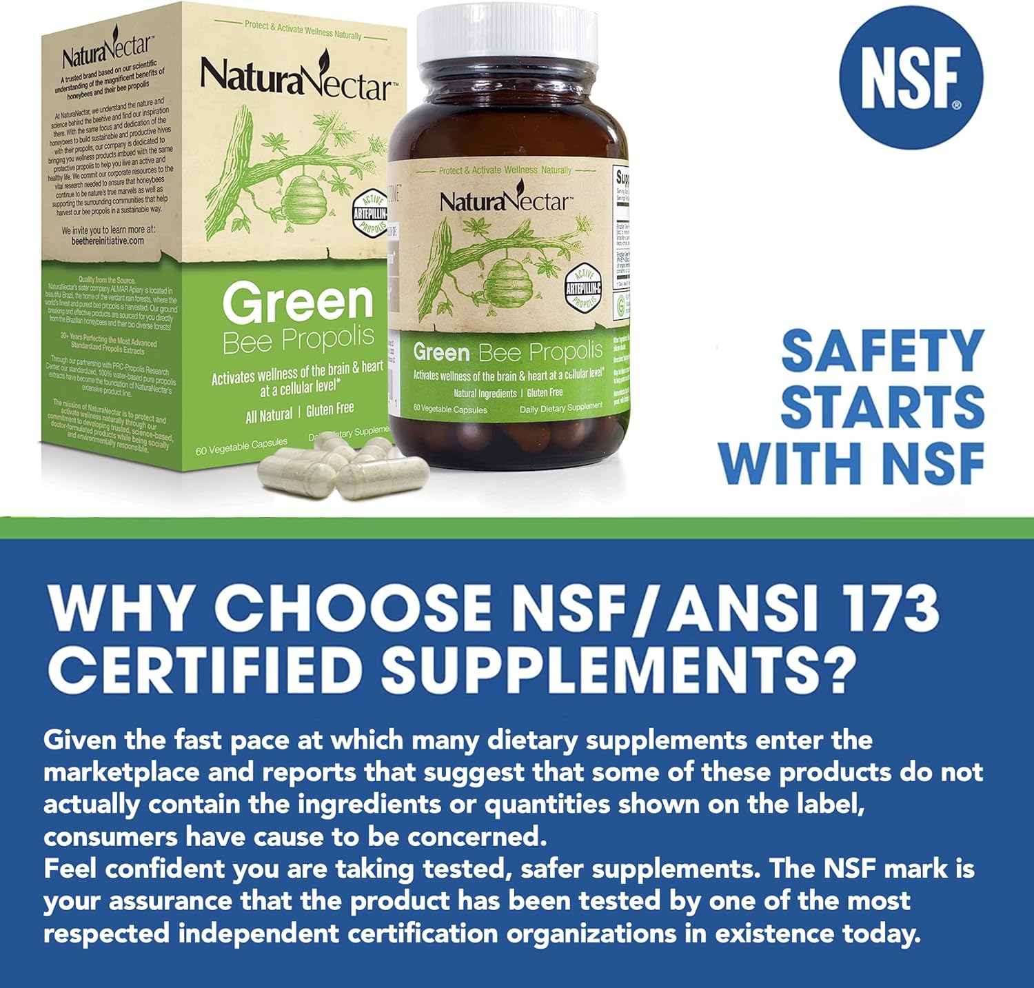 NaturaNectar Bee Propolis Bundle for Immune Support, Memory, and Metabolism - Green & Red Propolis - 60 Capsules