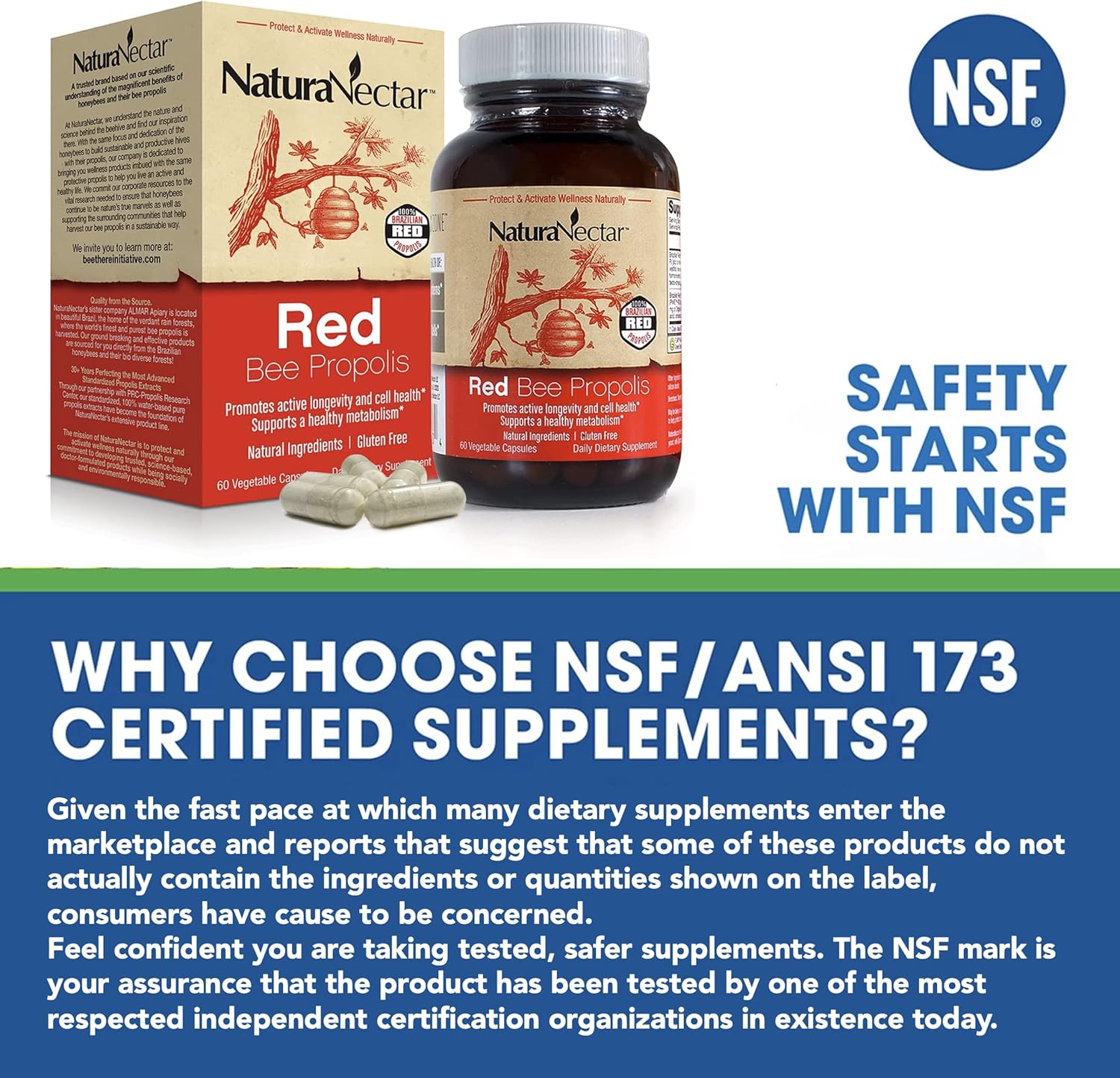 NaturaNectar Bee Propolis Bundle for Immune Support, Memory, and Metabolism - Green & Red Propolis - 60 Capsules