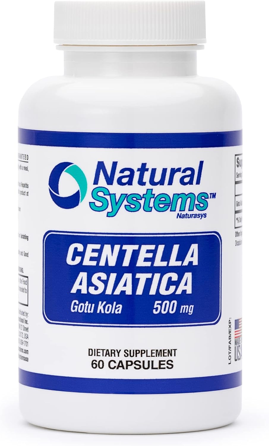 Naturasys Centella Asiatica Capsules 500mg - 60 Capsules for Skin Moisturization and Mental Clarity - Gotu Kola Herb Extract Supplement by Natural Systems - BoostGo Australia
