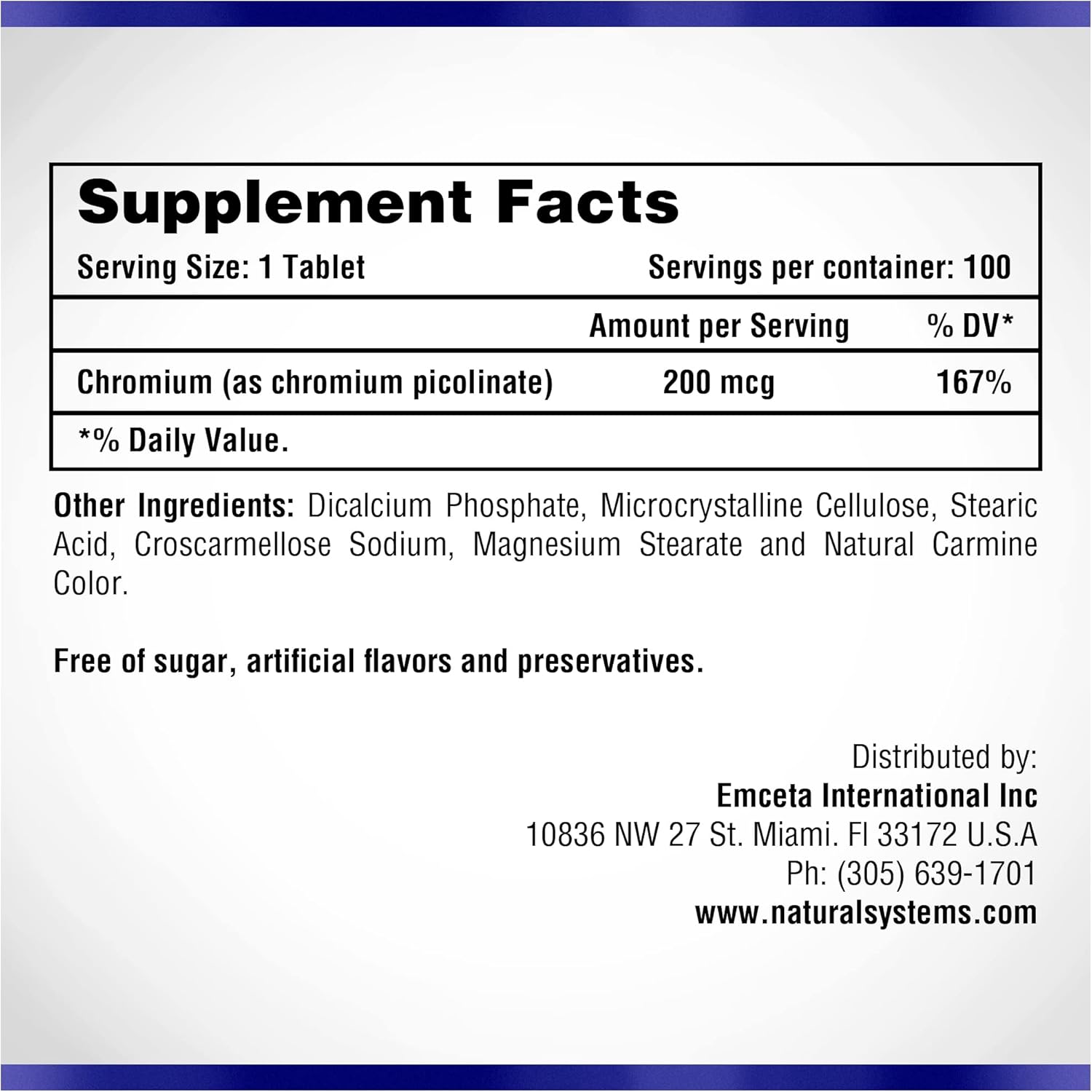 Naturasys Chromium Picolinate 200 Mcg - 100 Tablets - High Absorption Chromium Supplement for Active Living
