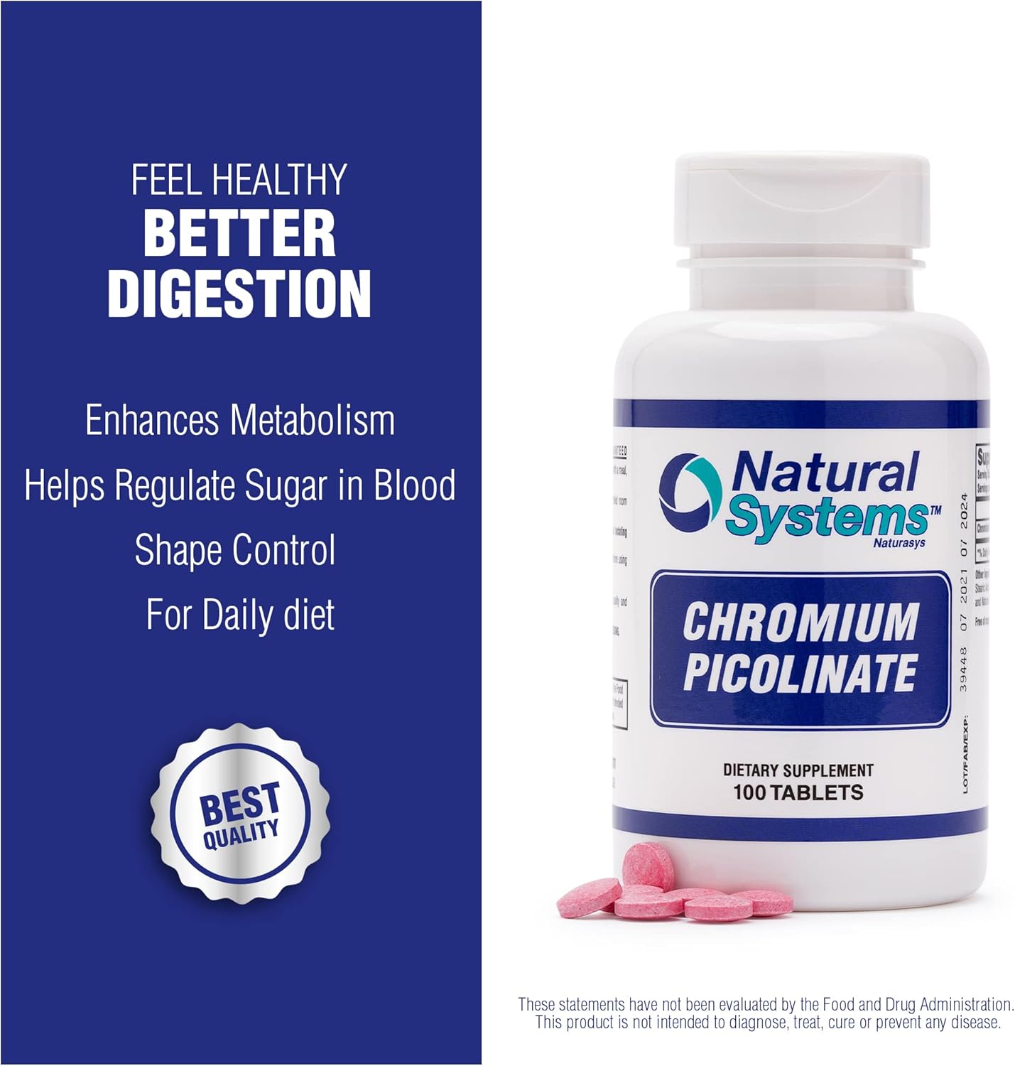 Naturasys Chromium Picolinate 200 Mcg - 100 Tablets - High Absorption Chromium Supplement for Active Living