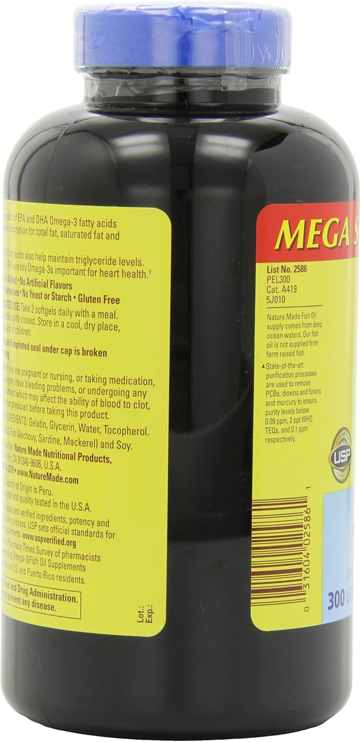 Nature Made 1200mg Fish Oil Softgels, 300 Count, High Omega-3, 300 Servings