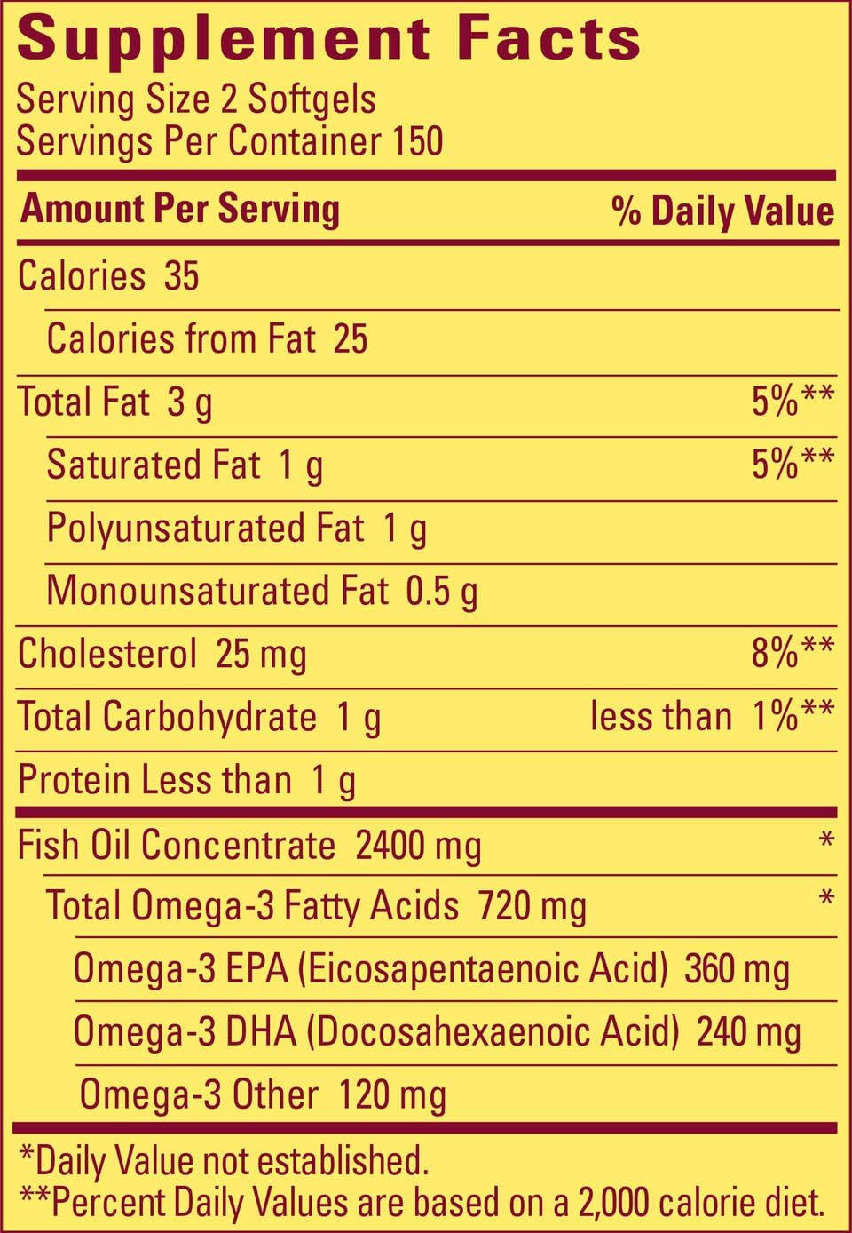 Nature Made 1200mg Fish Oil Softgels, 300 Count, High Omega-3, 300 Servings
