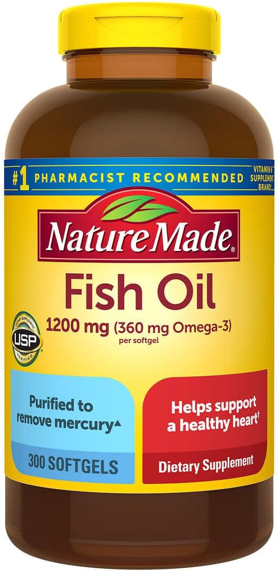 Nature Made Possani Royal Fish Oil 1200mg Softgels, Omega-3 Rich, 300 Count Pack