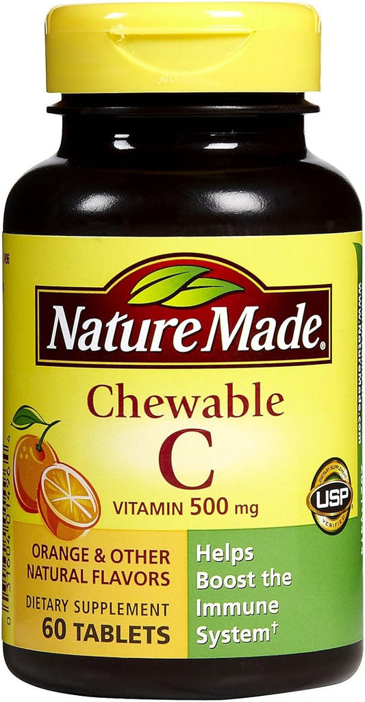 Nature Made Vitamin C 500mg Chewable Tablets Orange 240 Count - Pack of 4