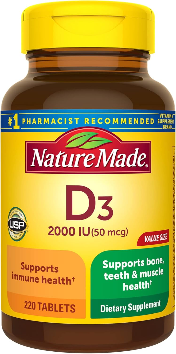 Nature Made Vitamin D 2000 IU Softgels, 220 Count Bottle