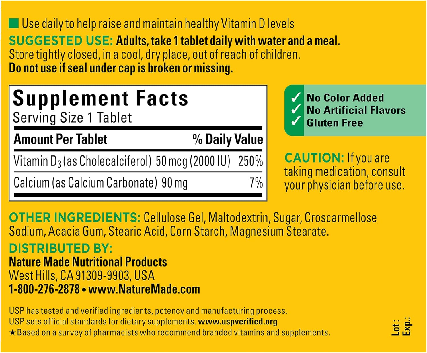 Nature Made Vitamin D 2000 IU Softgels, 220 Count Bottle