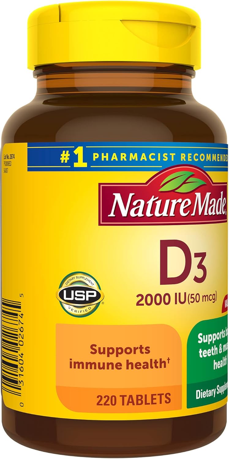 Nature Made Vitamin D 2000 IU Softgels, 220 Count Bottle