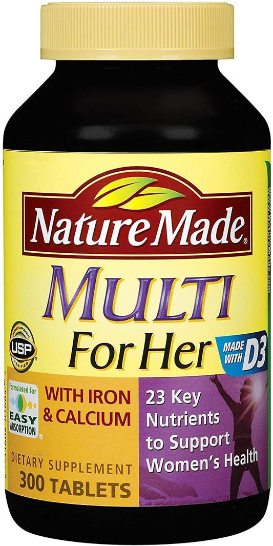 Nature Made Women's Multi with Iron, Calcium, and 23 Essential Nutrients - 300 Tablets