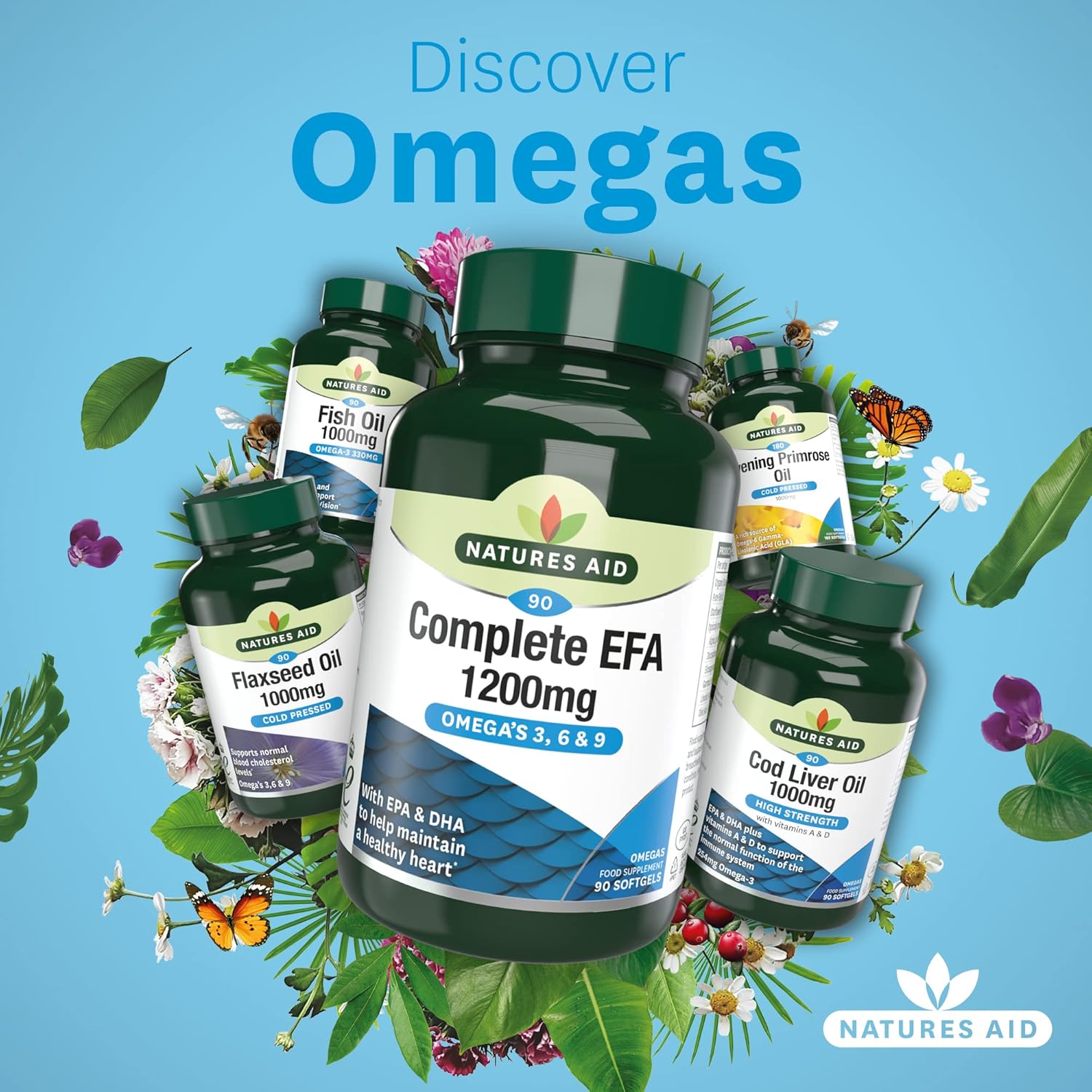 Natures Aid Complete EFA Omega 3 6 9 Capsules - 90 Count
