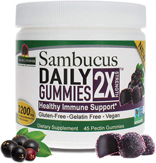 Nature's Answer Sambucus Daily Gummies - High Elderberry Concentration - Gluten-Free, Vegan, Non-GMO - 45 Count