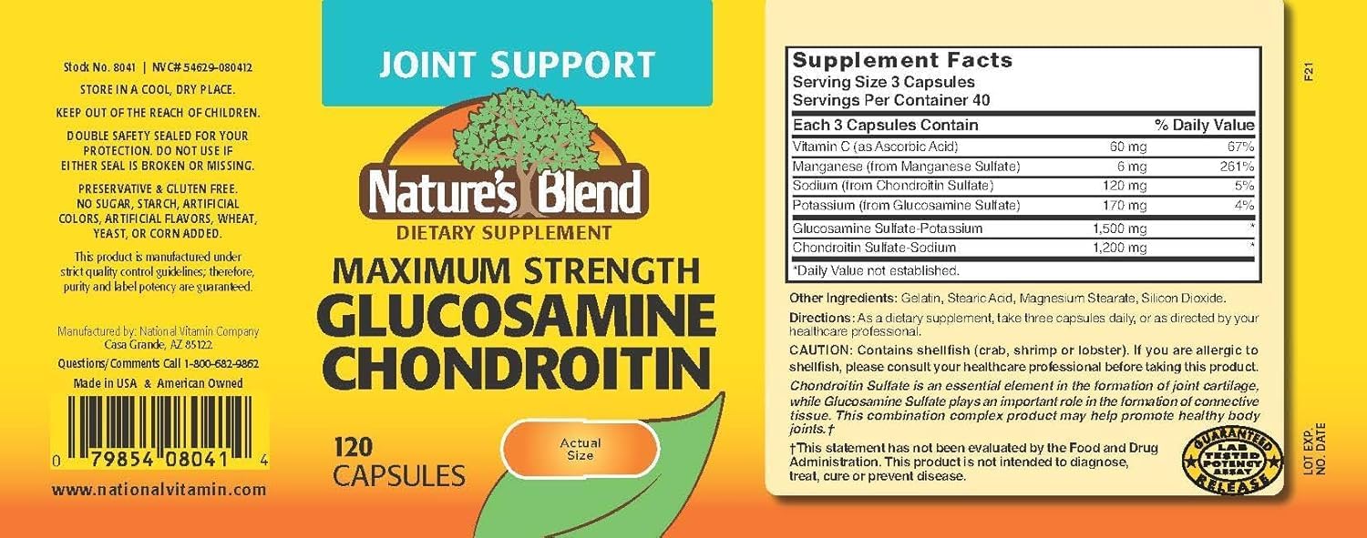 Nature's Blend Maximum Strength Glucosamine Chondroitin 120 Capsules