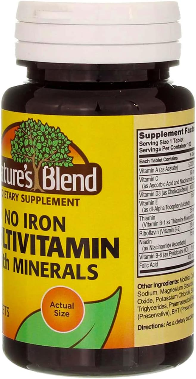 Nature's Blend Multiple Vitamin & Mineral Tablets Without Iron - 300 Tablets, 3-Pack