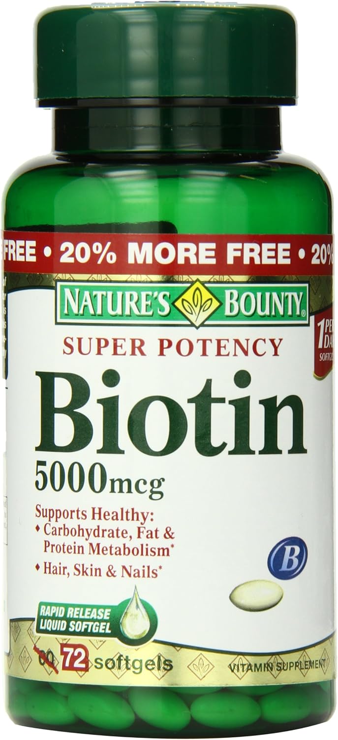 Nature's Bounty Biotin 5000 mcg Softgels - 72 Rapid Release Capsules