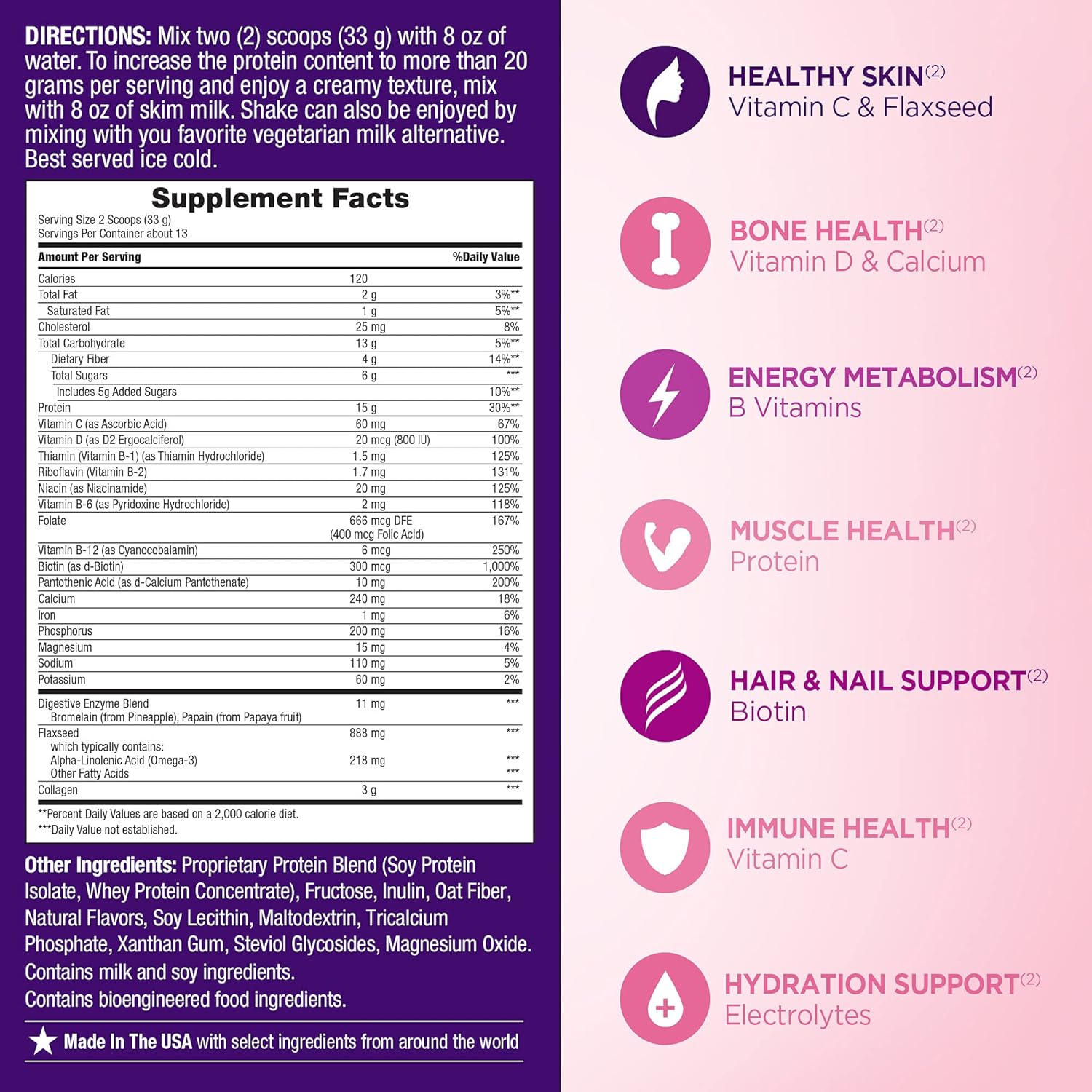 Nature's Bounty Optimal Solutions Protein Powder with Vitamin C - 16 oz - Boost Your Health and Wellness