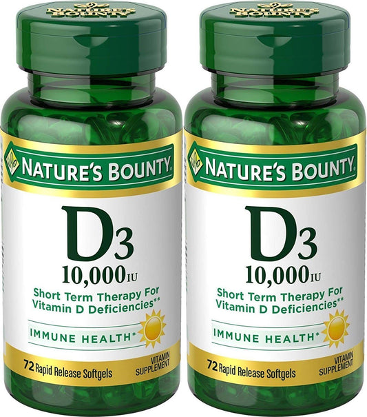 Nature's Bounty Ultra Strength D3-10,000 IU Softgels - 144 Count - 2 Pack